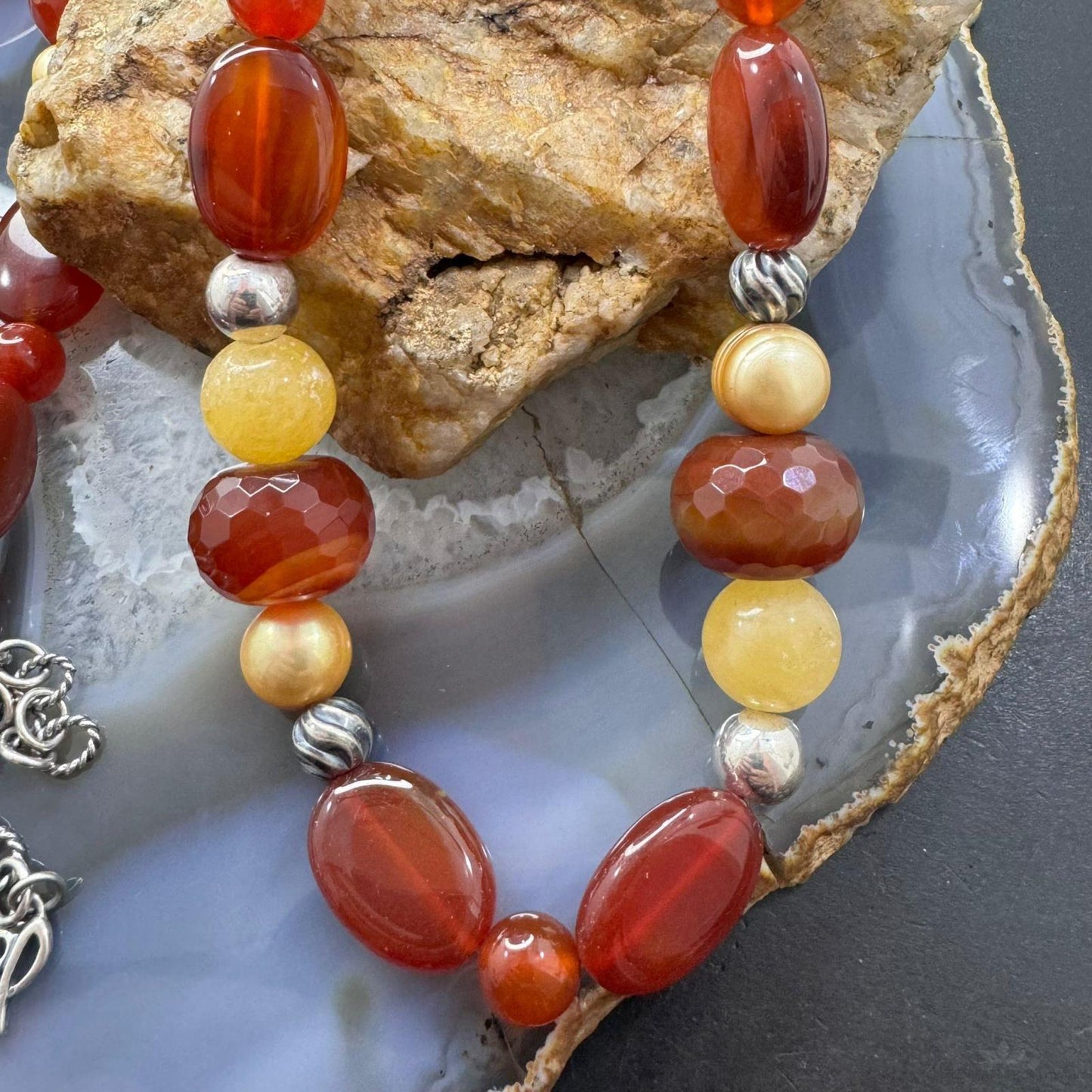 Carolyn Pollack Sterling Silver Adjustable Multi Gemstone Beaded Necklace For Women