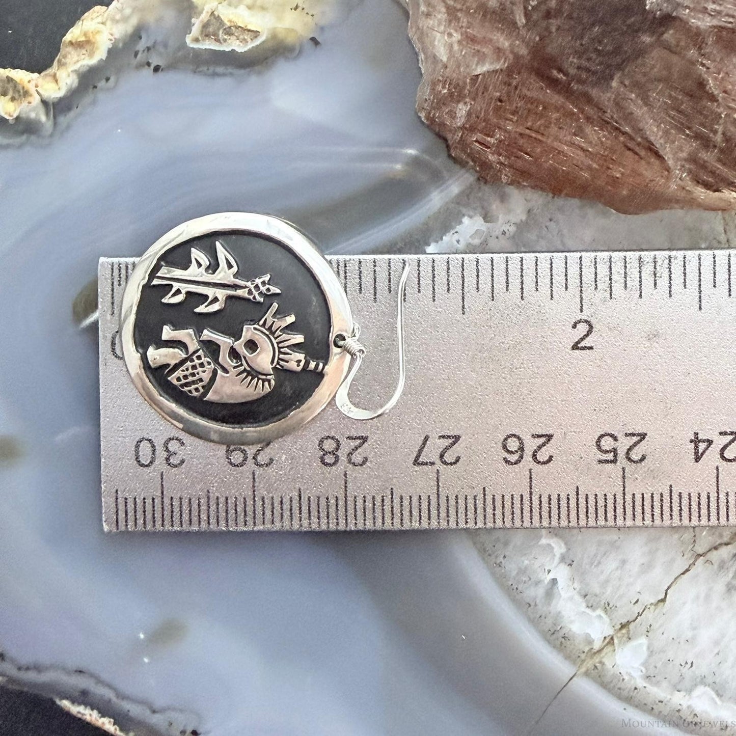 Tommy & Rosita Singer Sterling Silver Overlay Kokopelli Dangle Earrings For Women