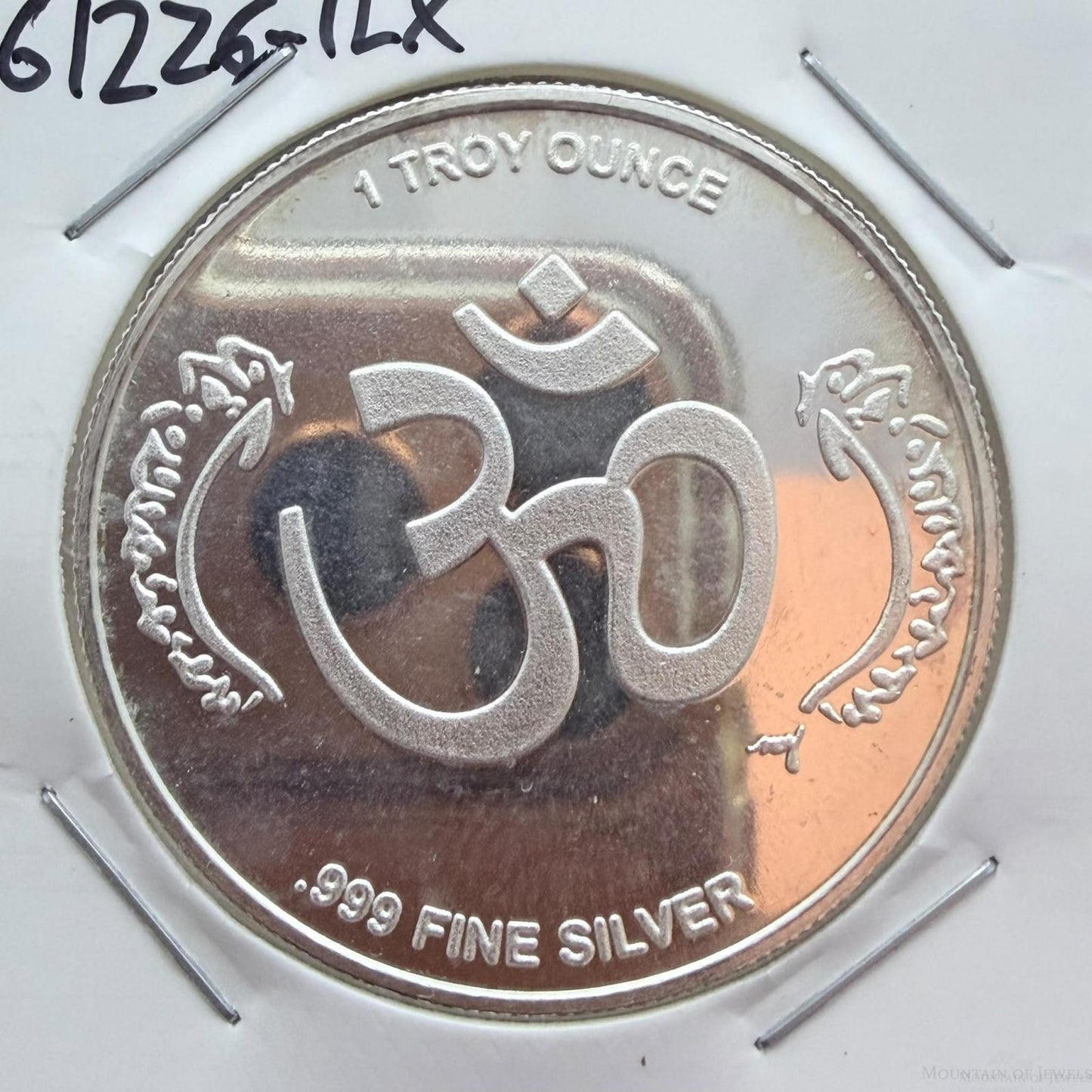 1.0 Troy Ounce of .999 Pure Silver Round of Om & Lord Ganesh #612226-1LX