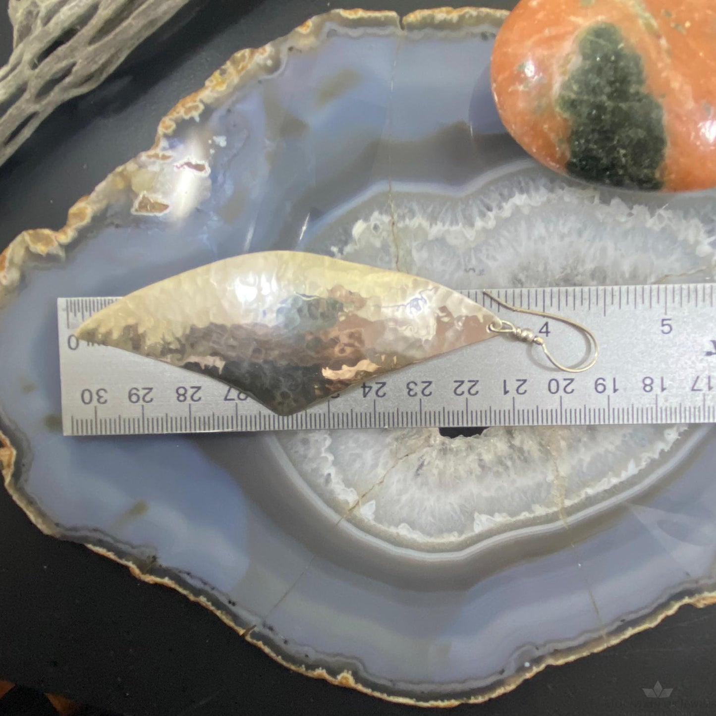Vintage Native American Sterling Silver Half Moon Hammered Dangle Earrings