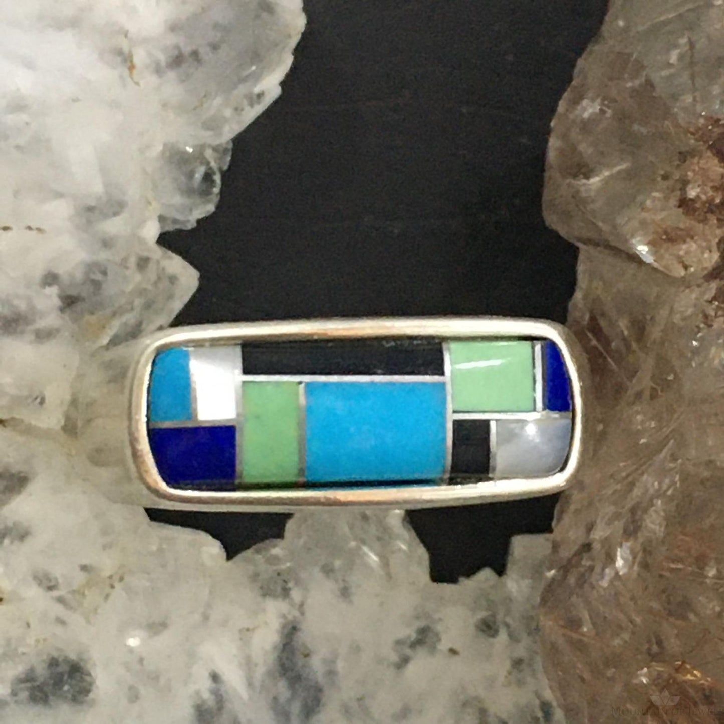 Carolyn Pollack Southwestern Style Sterling Silver Rectangle Multi-gemstone Inlay Ring For Women #1