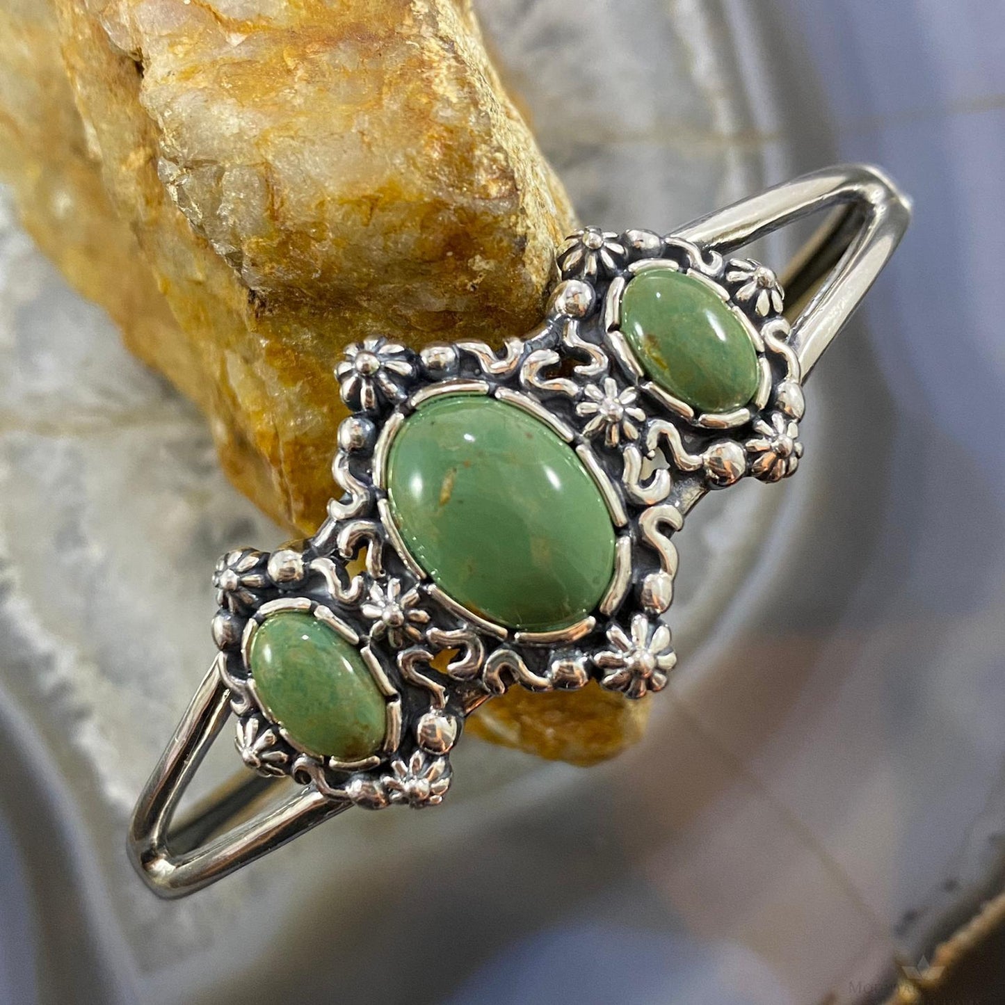 Carolyn Pollack Vintage Southwestern Style Sterling Silver Turquoise Decorated Bracelet