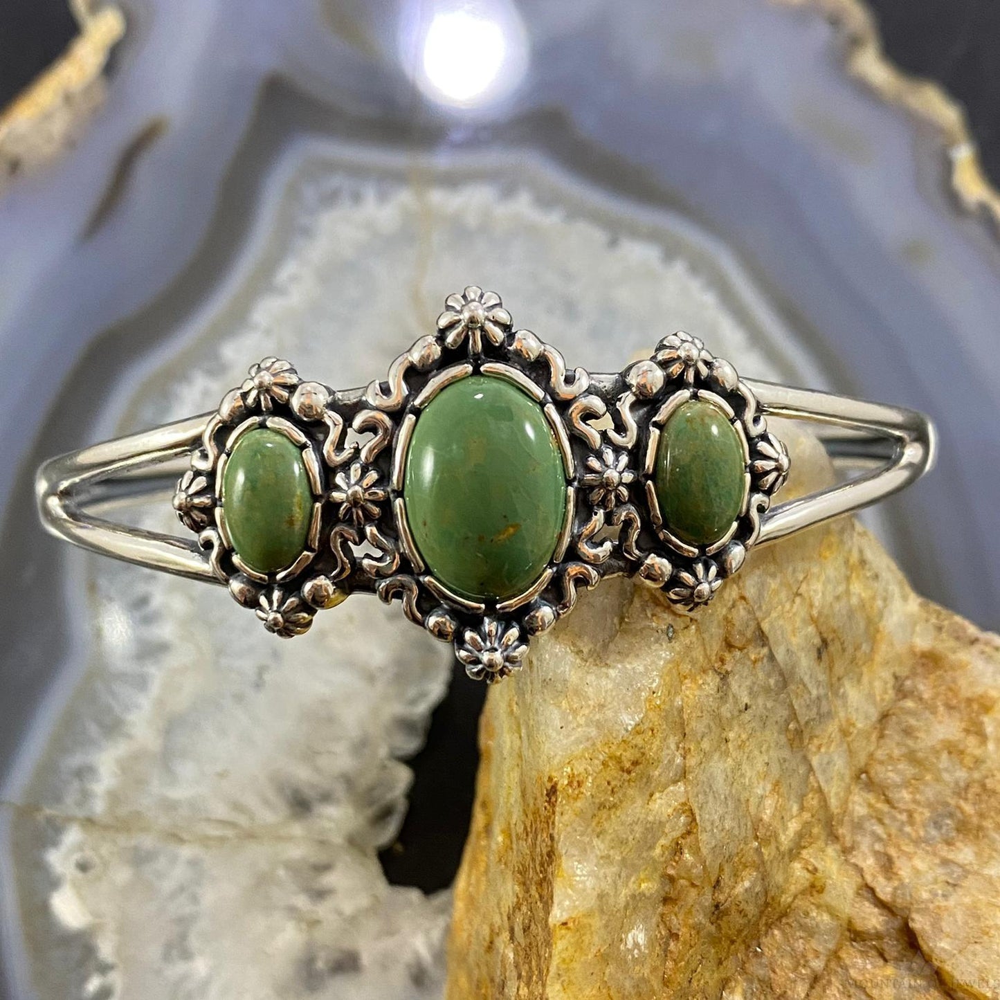 Carolyn Pollack Vintage Southwestern Style Sterling Silver Turquoise Decorated Bracelet
