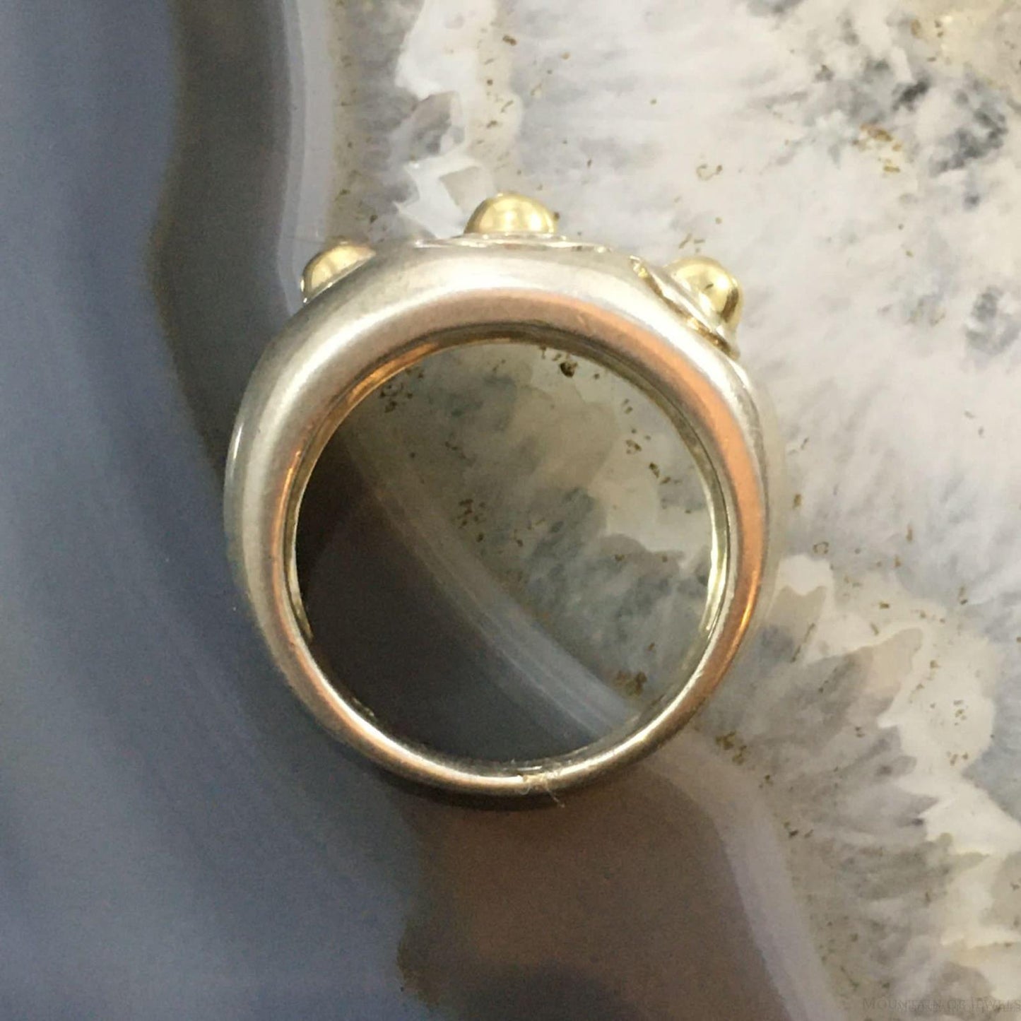 Carolyn Pollack Southwestern Style Sterling Silver & 14K Gold Decorated Ring For Women