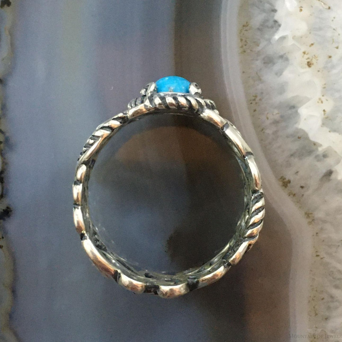 Carolyn Pollack Sterling Silver Oval Sleeping Beauty Turquoise Decorated Ring For Women