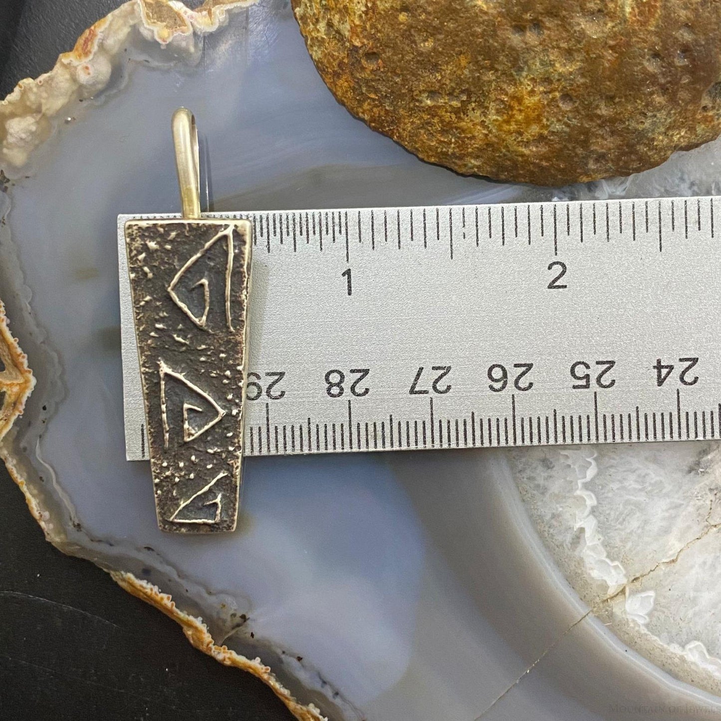 Cheyenne Custer Native American Sterling Silver Trapeze Tufa Cast Unisex Pendant