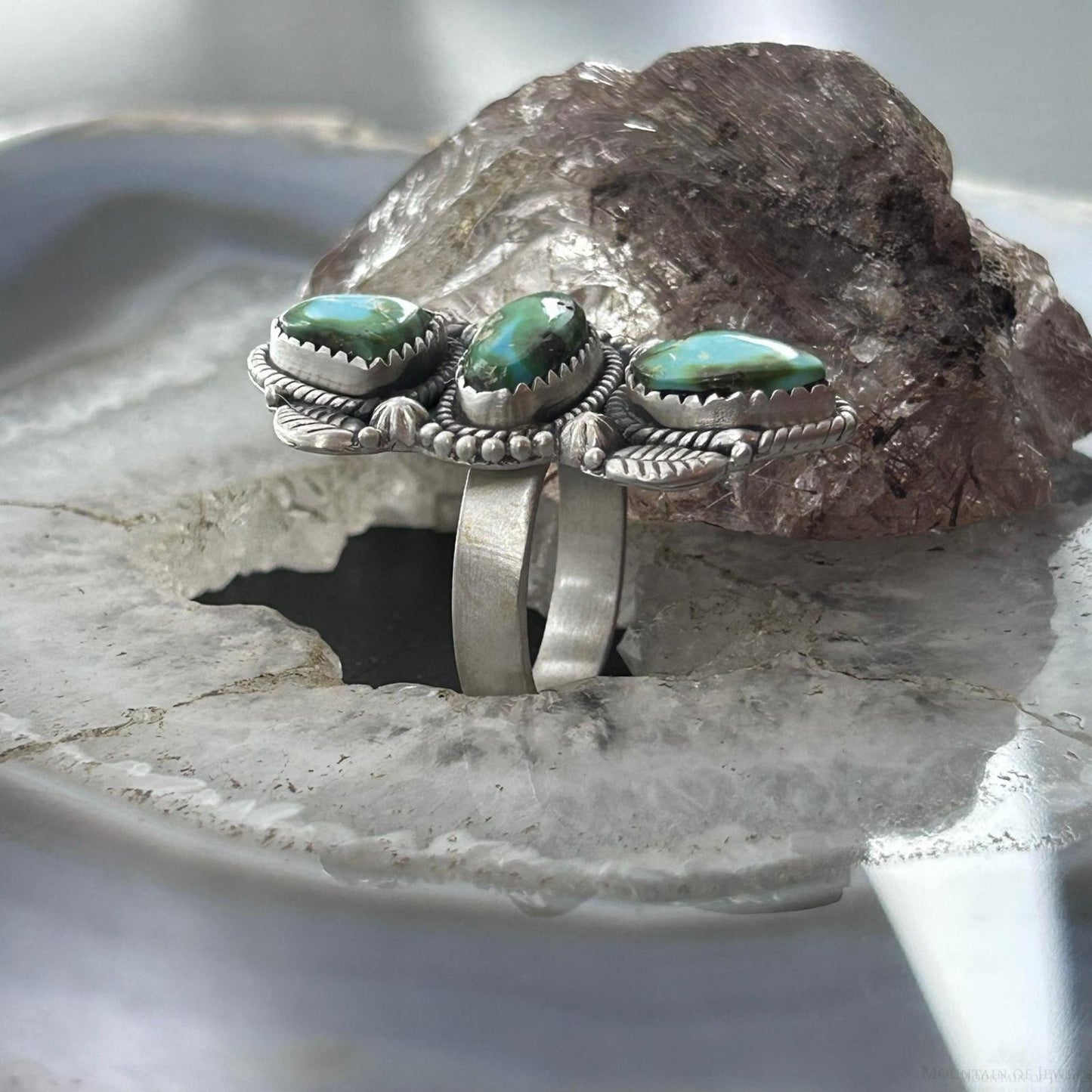 Sterling Silver Southwestern Style Sonora Gold Turquoise Adjustable Ring For Women #3