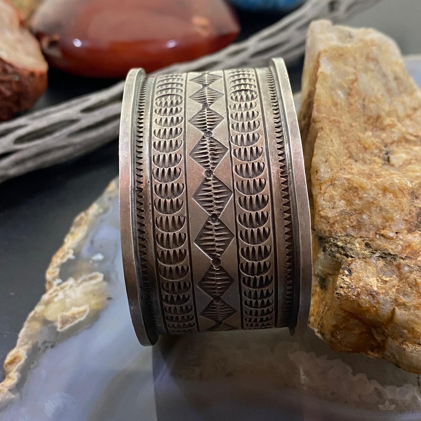 Willie Vintage Native American Sterling Stamped Heavy Gauge Bracelet For Women