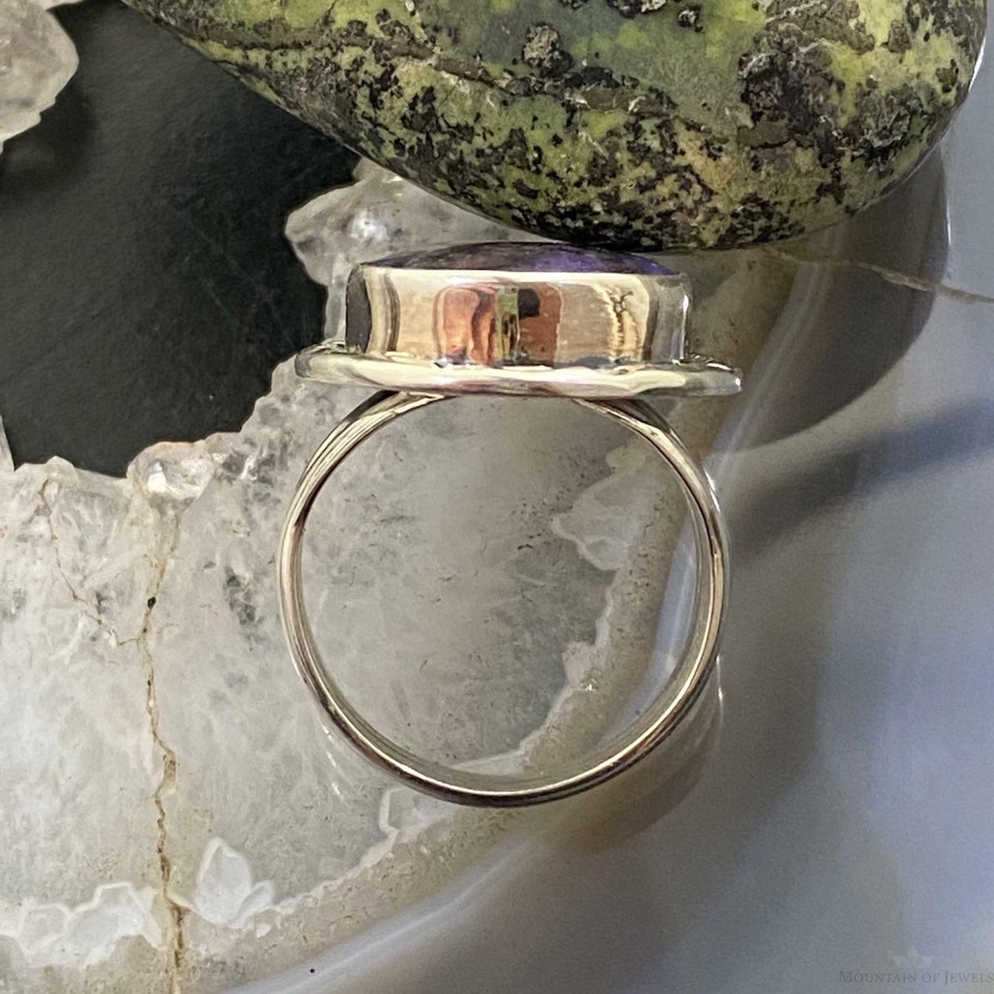 Native American Sterling Silver Oval Charoite Ring Size 8.25 For Women