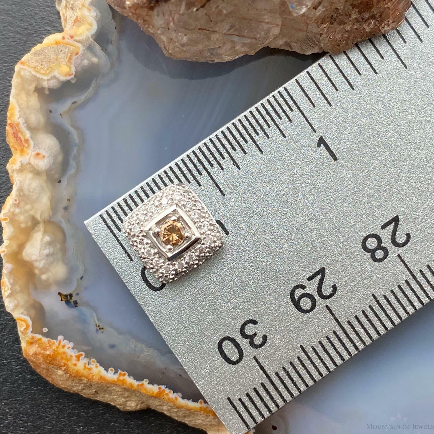 14K White Gold with White and Fancy Brown Diamonds Pendant For Women