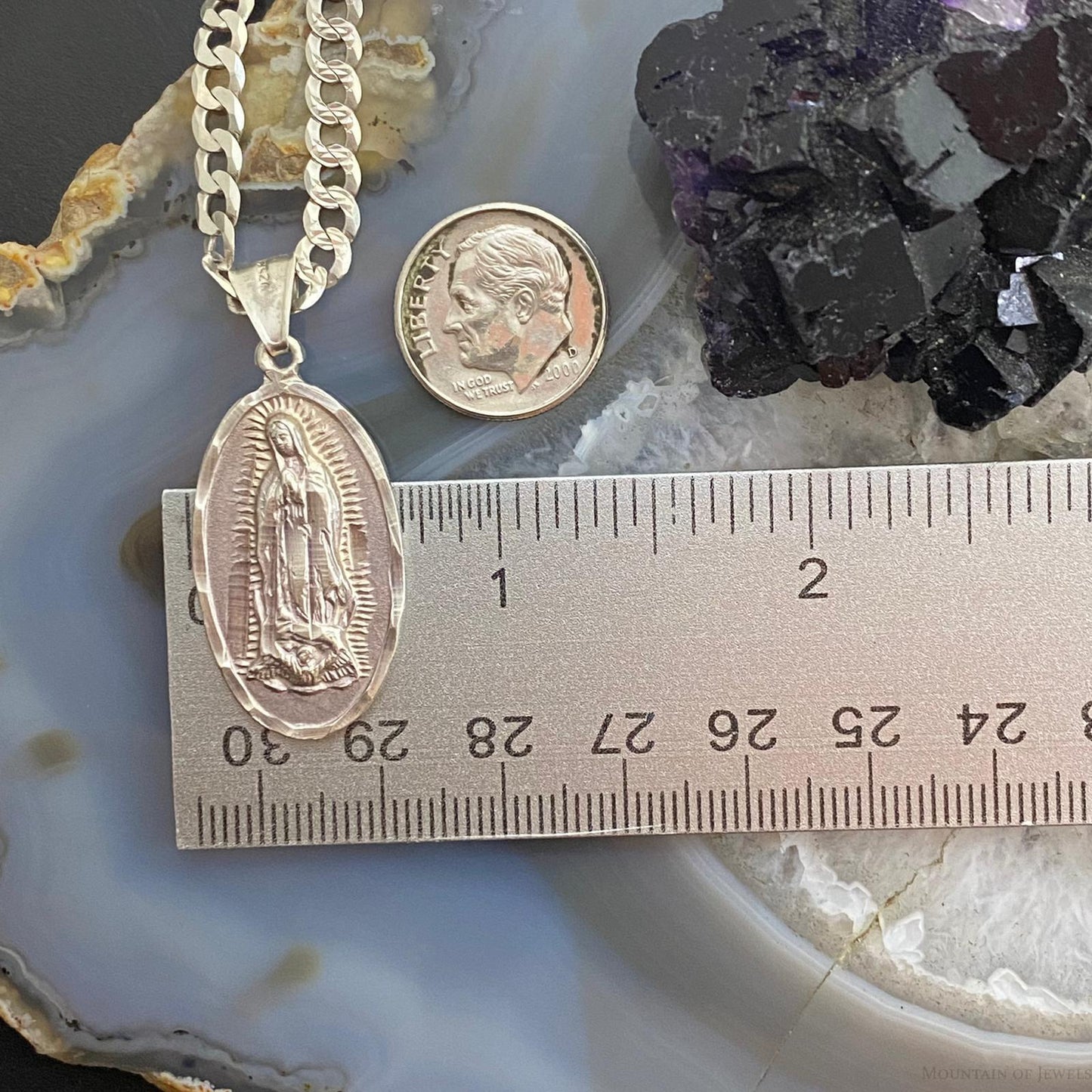 Sterling Silver Double Sided Sacred Saint Pendant with Necklace 18"