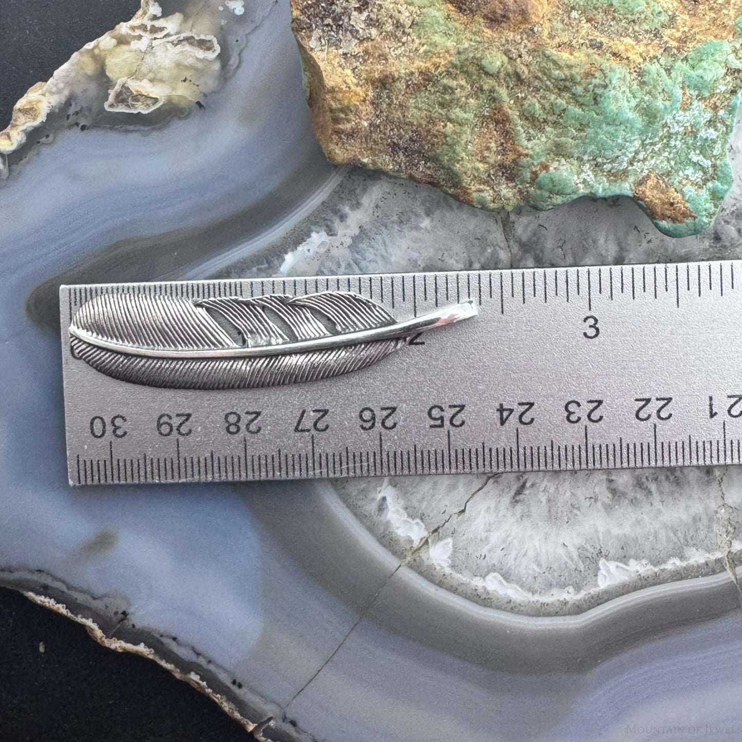 Sterling Silver Southwestern Style Curved Feather Unisex Pendant