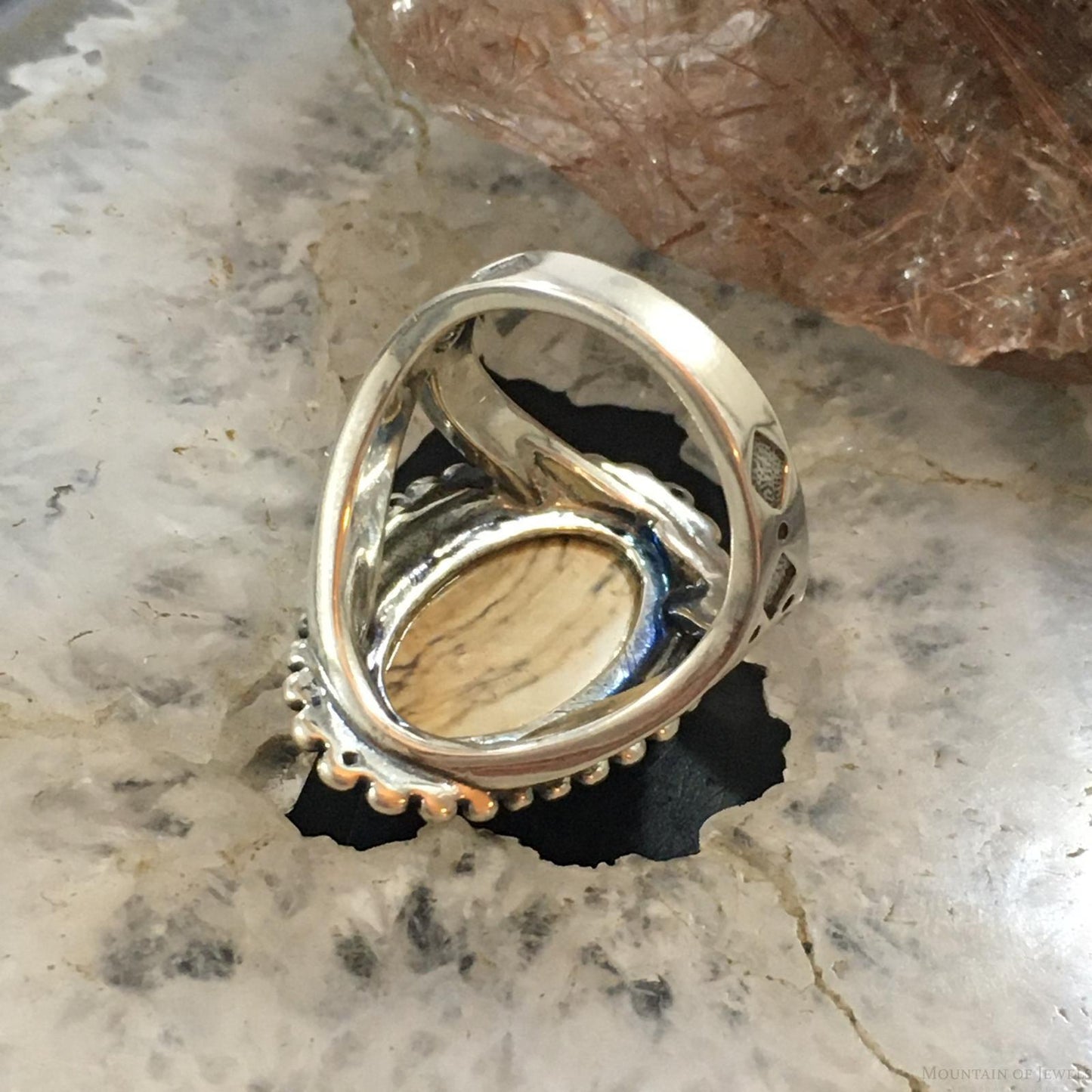 Carolyn Pollack Vintage Sterling Silver Oval Picture Jasper Decorated Ring For Women For Women