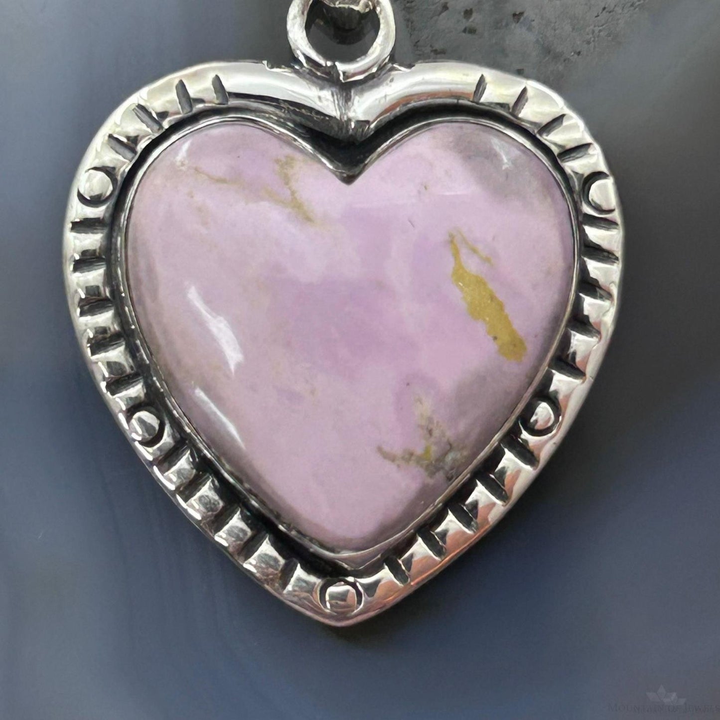 Sterling Silver Southwestern Style Phosphorite Decorated Heart Pendant For Women