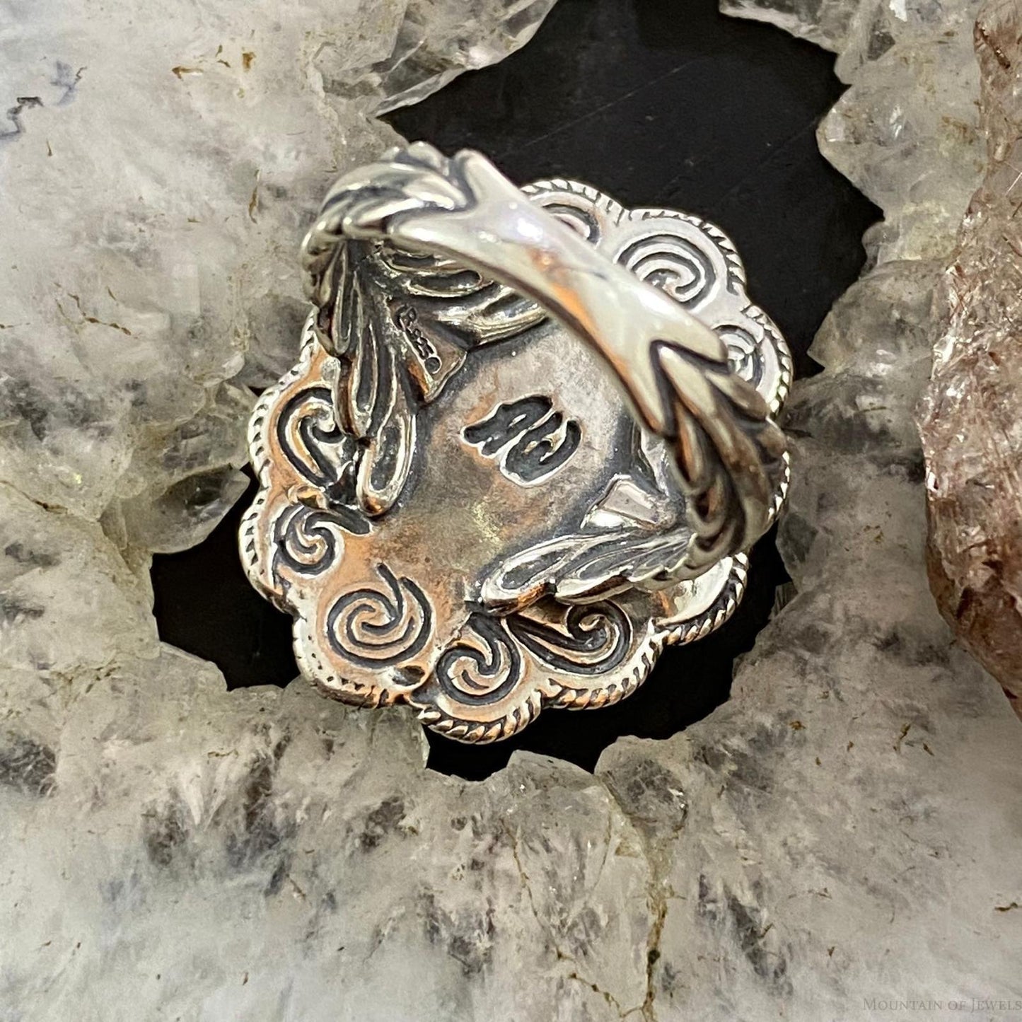Carolyn Pollack Southwestern Style Sterling Silver Multi-gemstone Decorated Flower Cluster Ring For Women