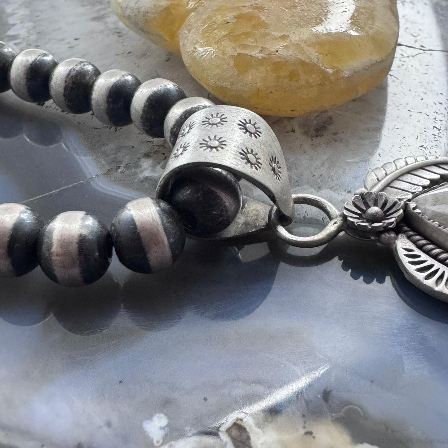 Sterling Silver Southwestern Style Teardrop Bumblebee Jasper Decorated Pendant For Women