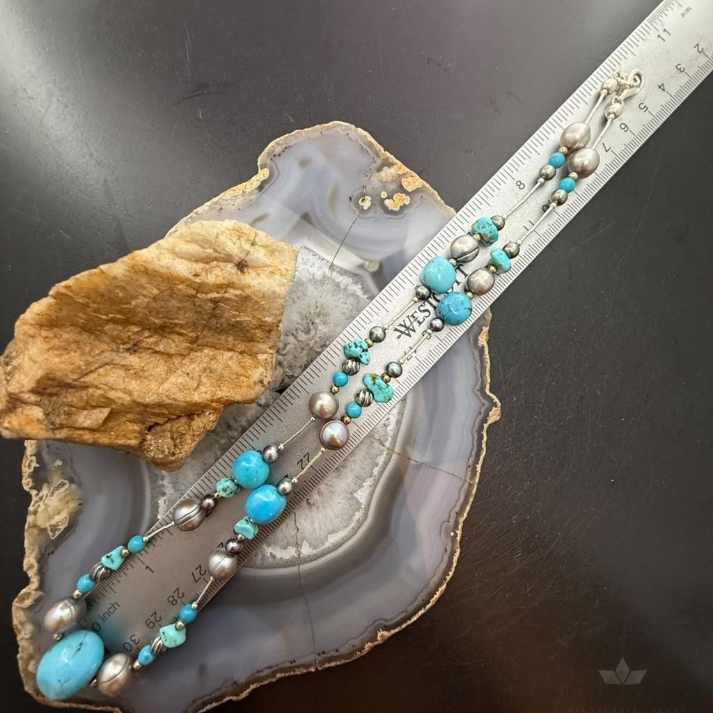 Carolyn Pollack Sterling Turquoise,Liquid Silver,Swirl Spindle 20" Necklace For Women