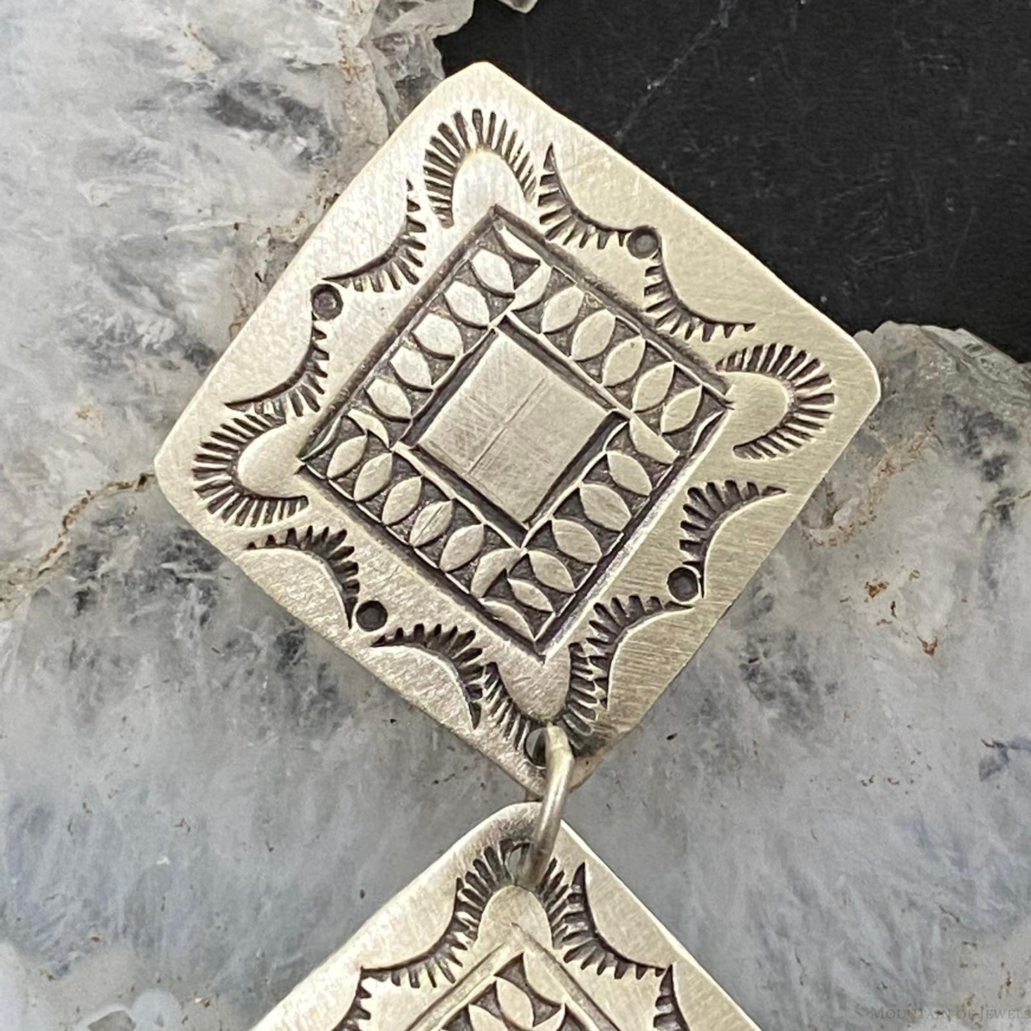 Harold Joe Native American Sterling Silver Stamped Post Earrings For Women #1