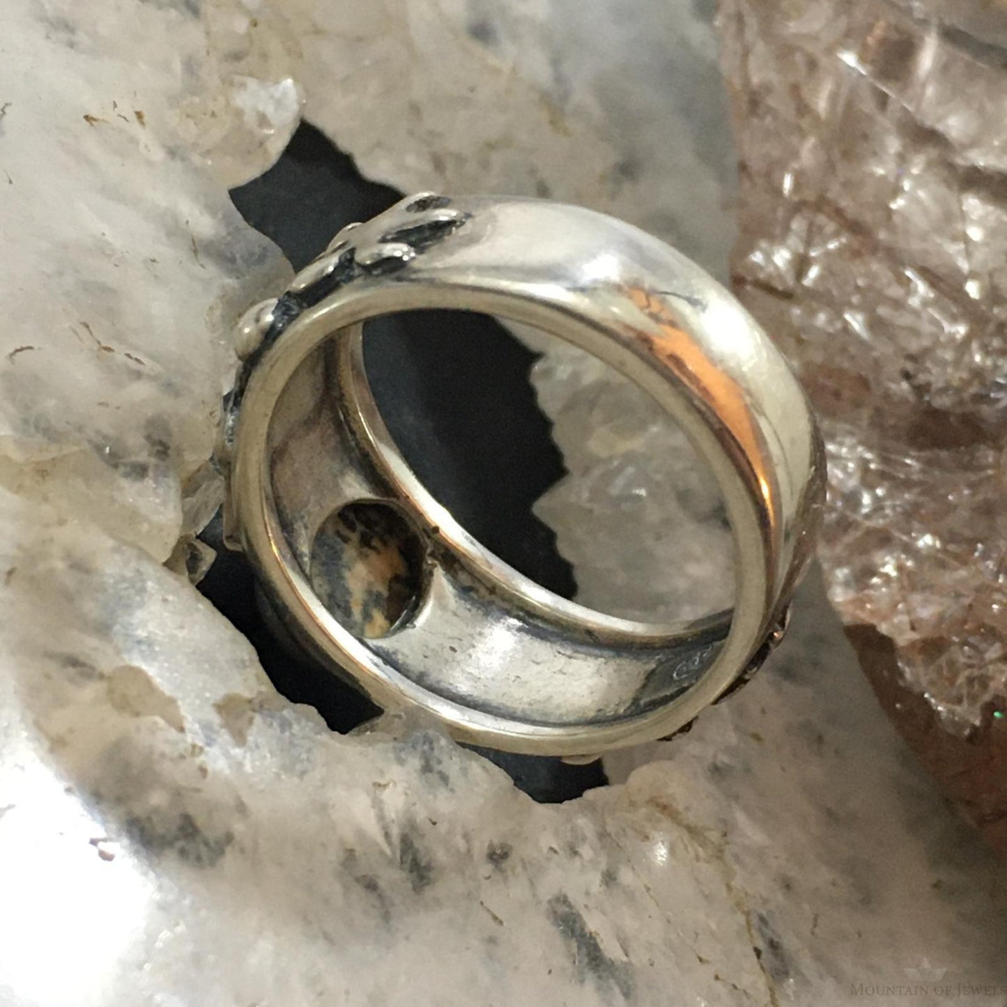 Jody Naranjo Vintage Southwestern Style Sterling Silver Picture Jasper Petroglyph Ring For Women #2