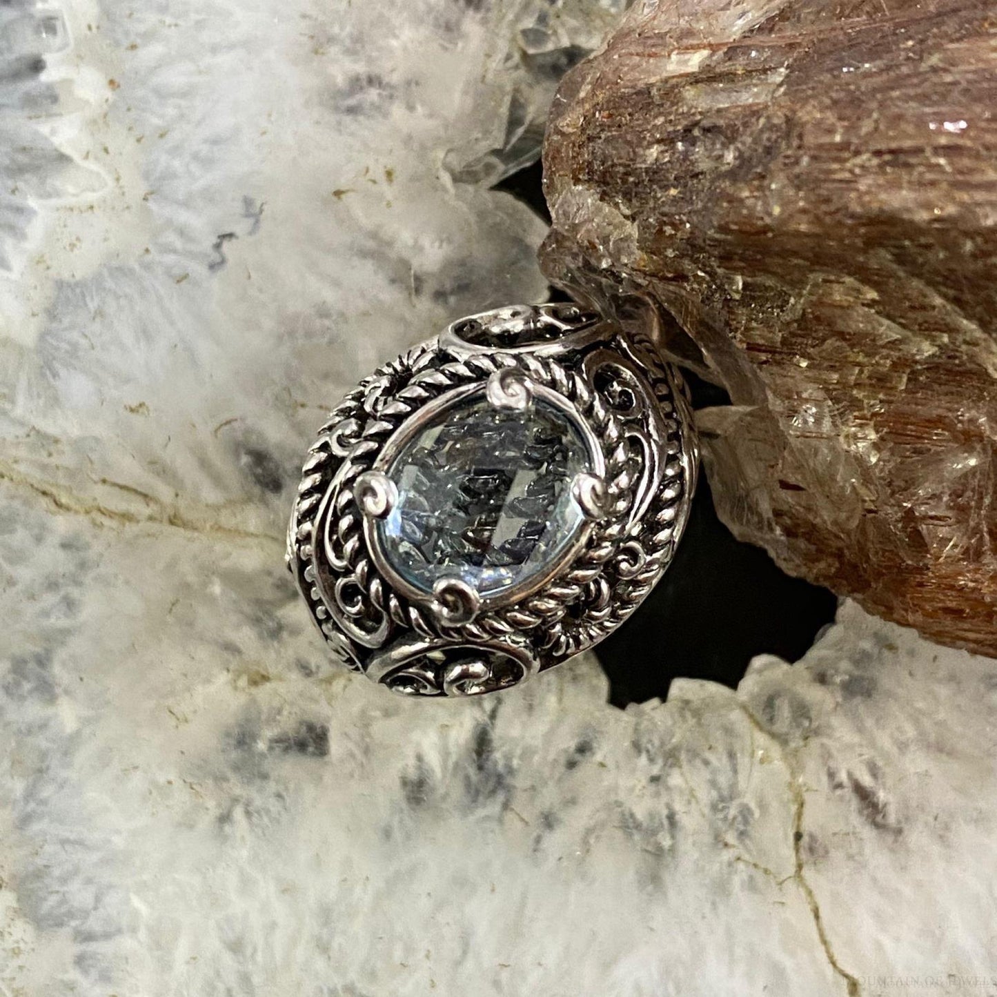 Carolyn Pollack Sterling Silver Oval Labradorite Decorated Doublet Ring For Women