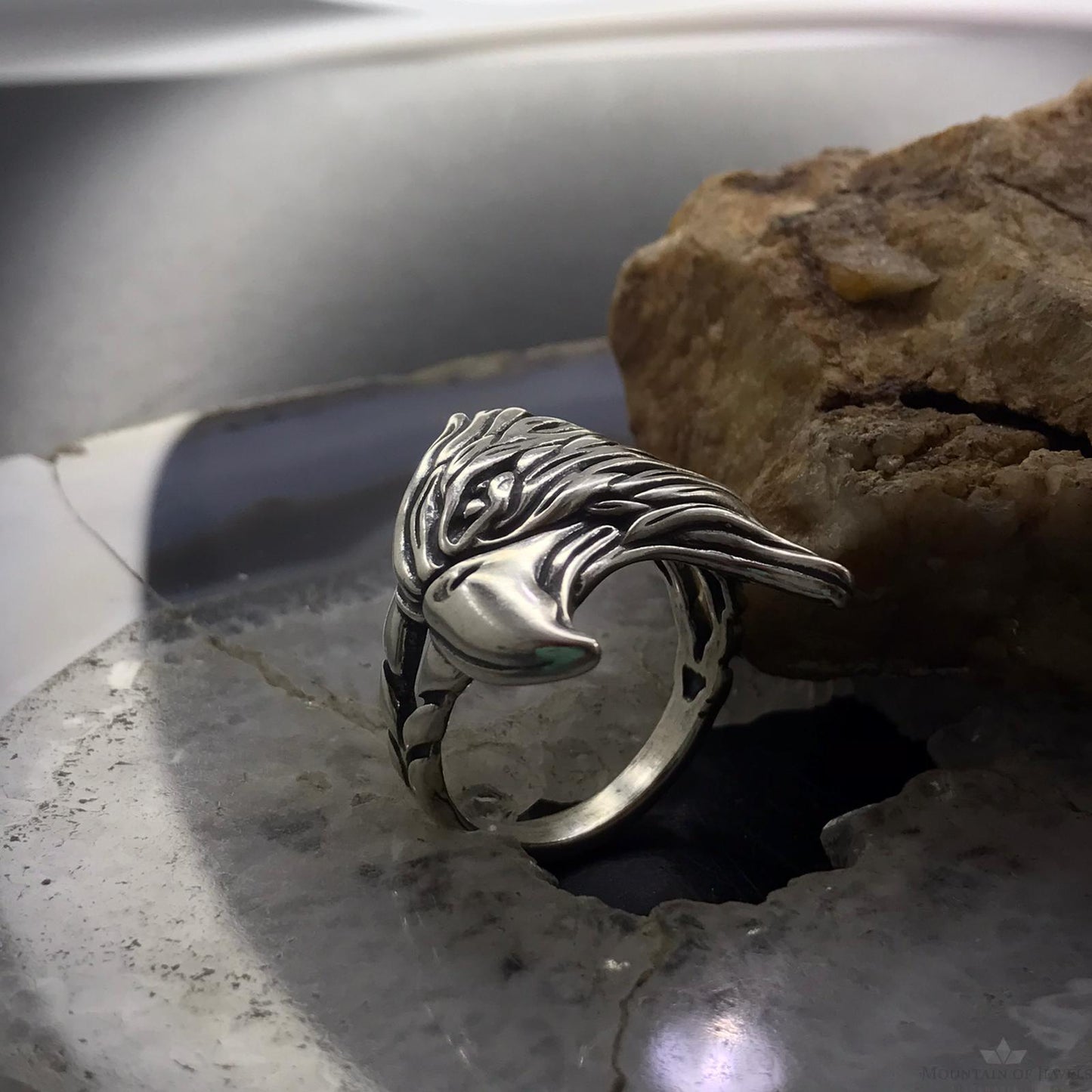 Carolyn Pollack Sterling Silver Eagle Head Ring Size 12 For Men