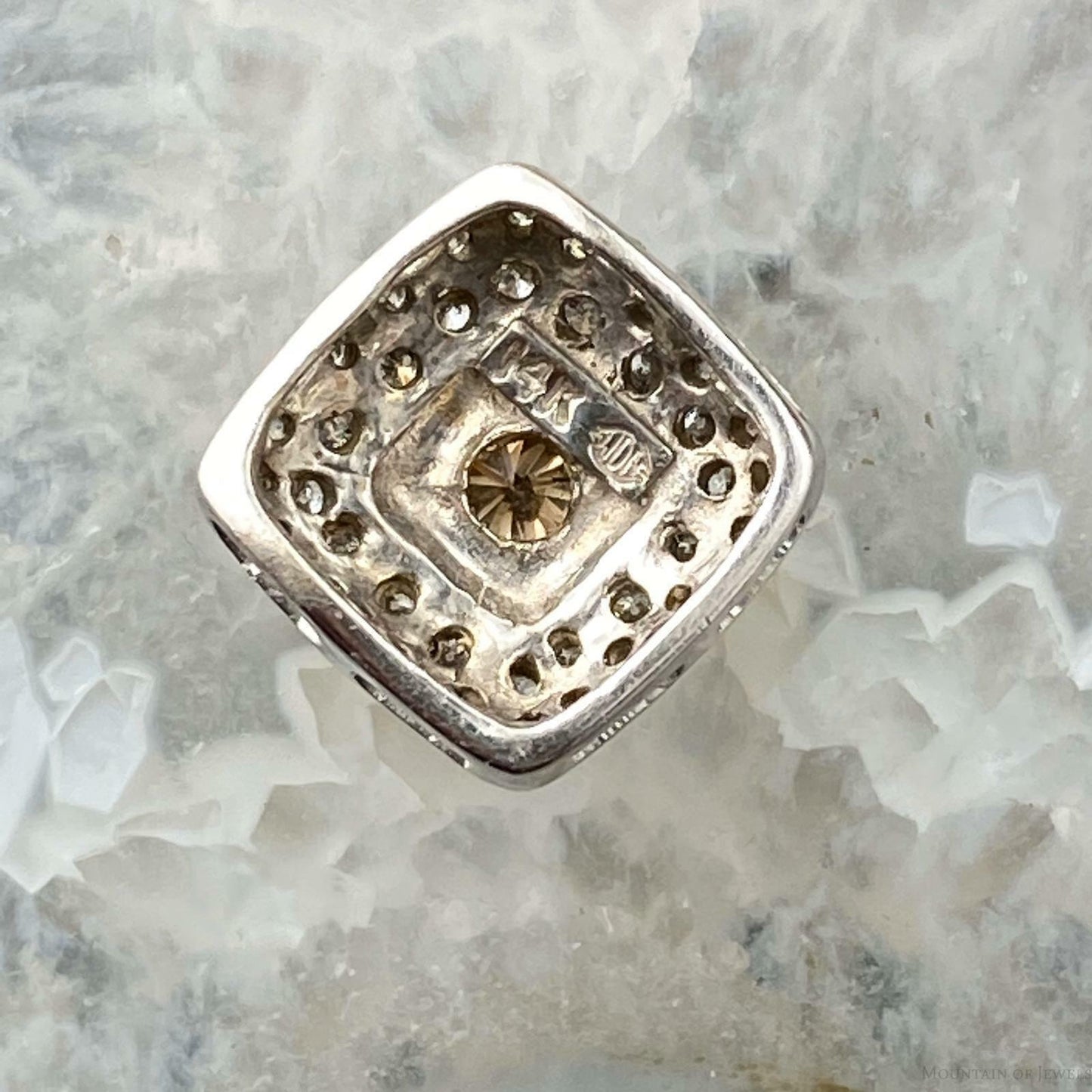 14K White Gold with White and Fancy Brown Diamonds Pendant For Women