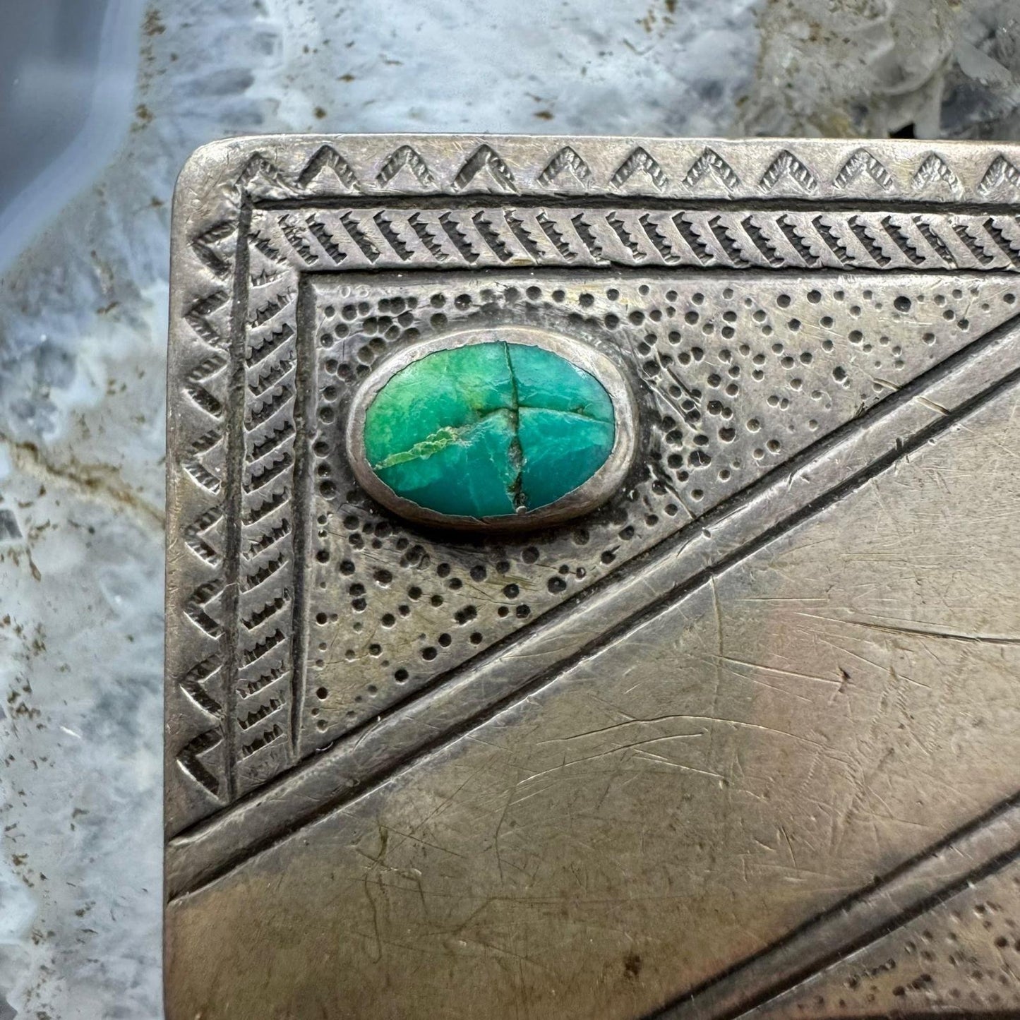 David Taliman Vintage Native American Sterling Silver w/Turquoise Belt Buckle For Men
