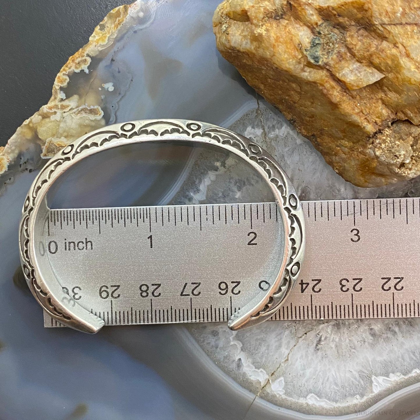 Vintage Signed Native American Sterling Silver Stamped Carinated Bracelet #1