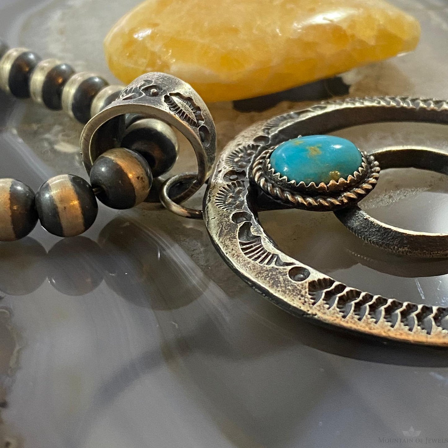 Eva & Linberg Billah Sterling Silver Turquoise Decorated Naja Unisex Pendant #21