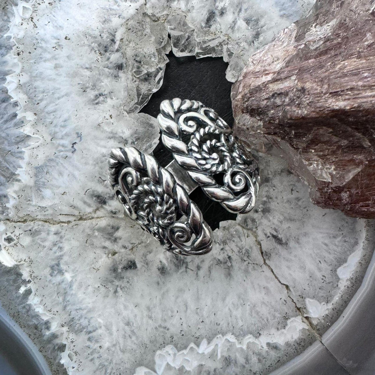 Carolyn Pollack Sterling Silver Decorated Engraved Adjustable Ring Size 9 For Women