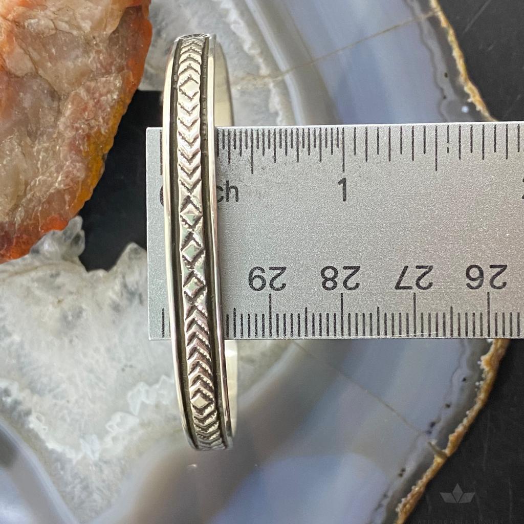 Bruce Morgan Native American Sterling Silver Stamped Slim Cuff For Women #1