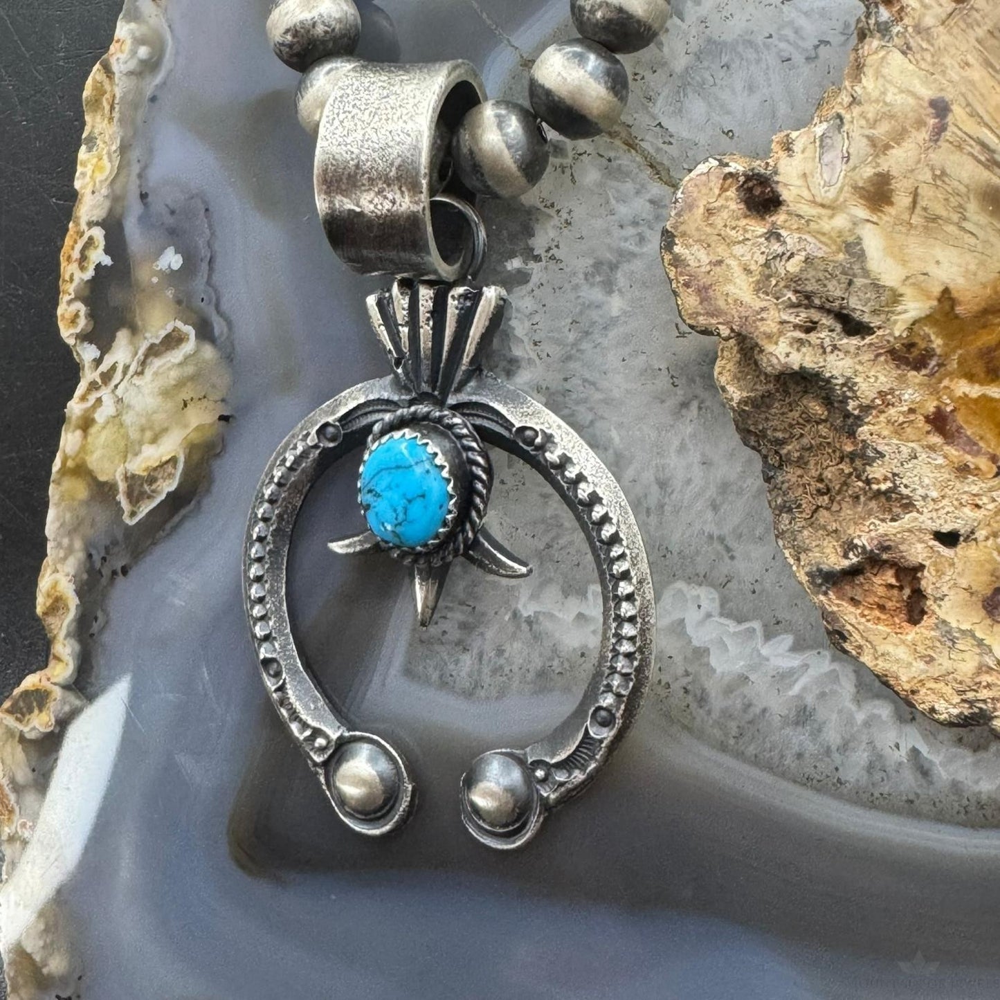 Eva & Linberg Billah Native American Sterling Turquoise Unisex Naja Pendant #3