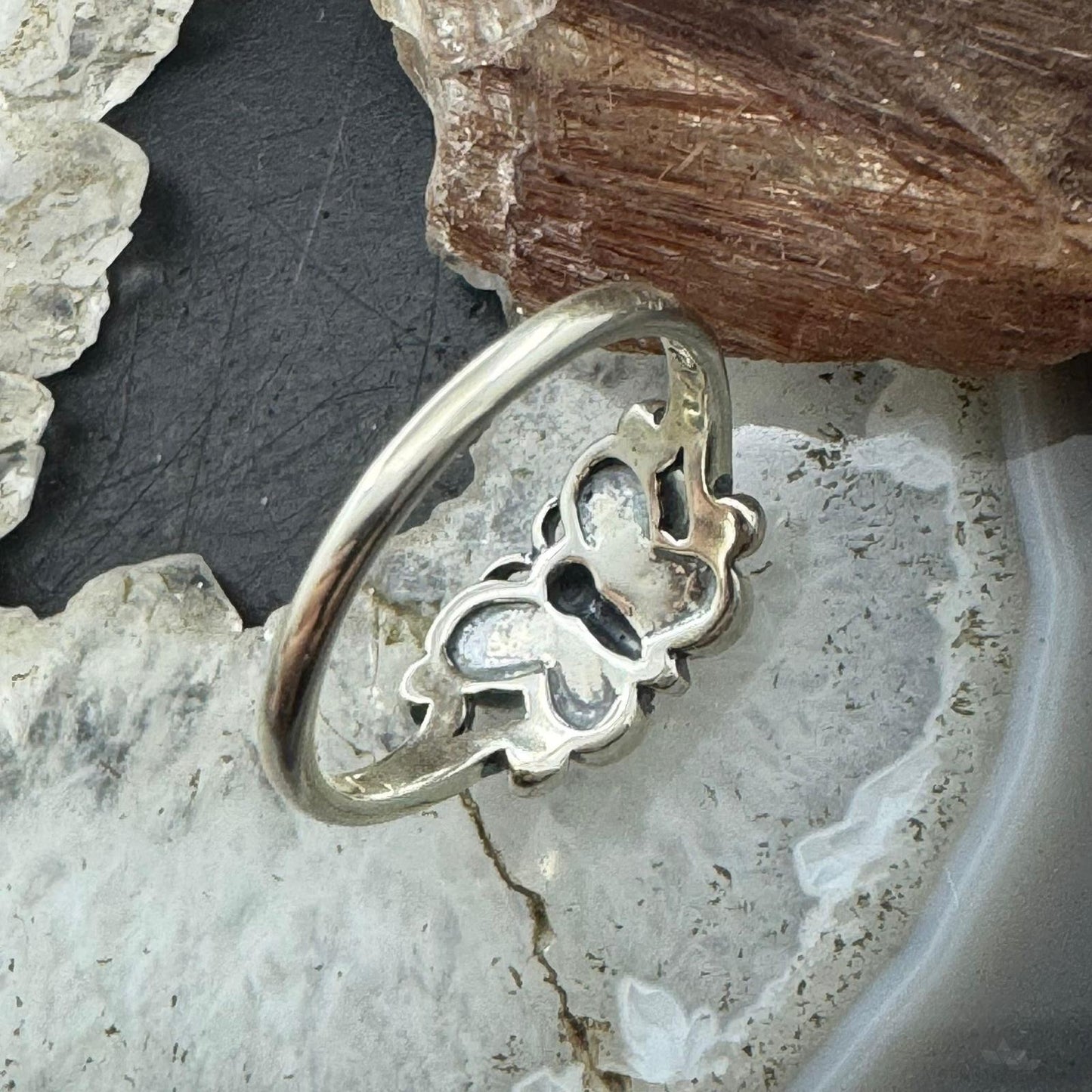 Carolyn Pollack Sterling Silver Turquoise & Amethyst Chip Inlay Butterfly Ring For Women