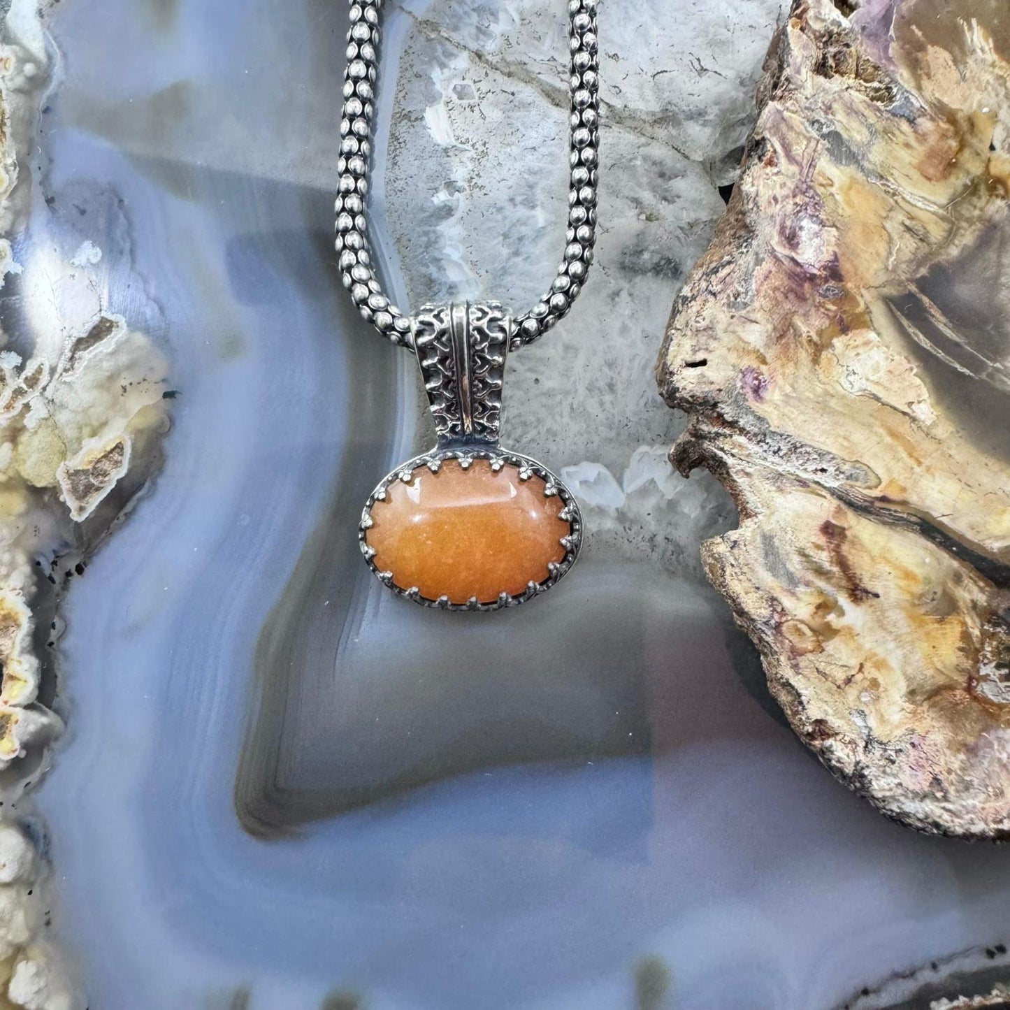 Carolyn Pollack Sterling Silver Oval Carnelian Country Couture Pendant With Necklace