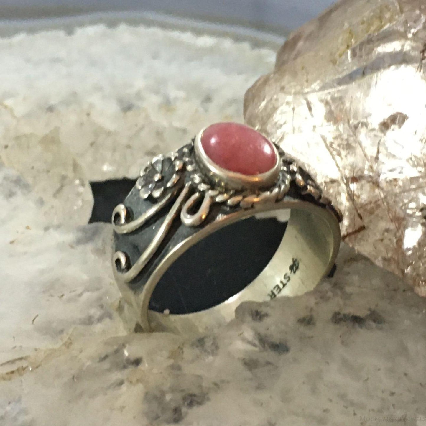 Carolyn Pollack Sterling Silver Oval Rhodonite Ring w/Size Variety For Women