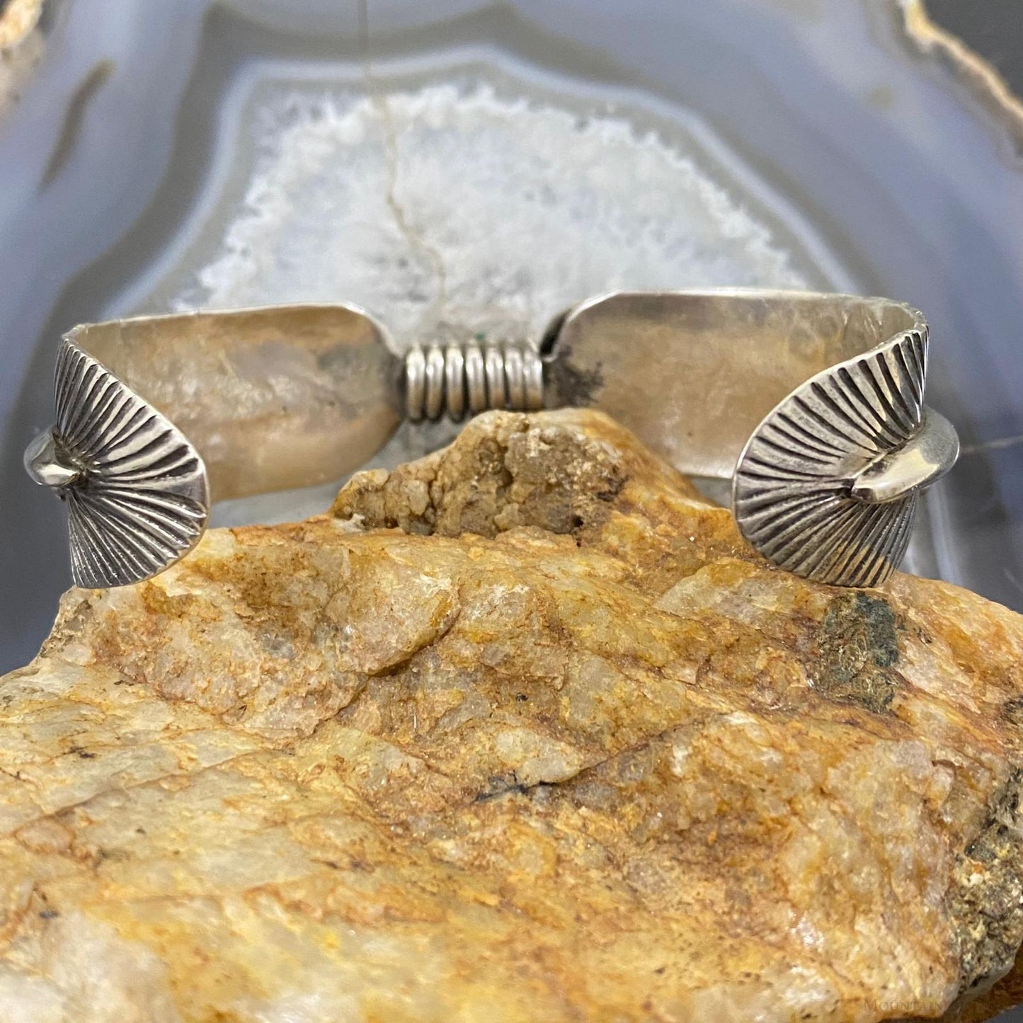 Vintage Native American Silver Turquoise Feather Bracelet For Women