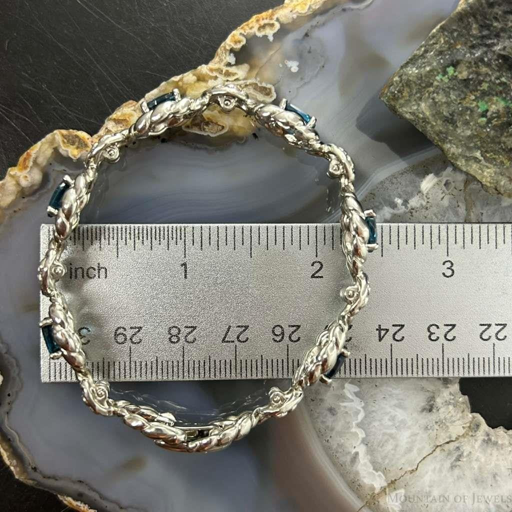Carolyn Pollack Sterling Silver 6 Faceted Blue Topaz Link Bracelet For Women