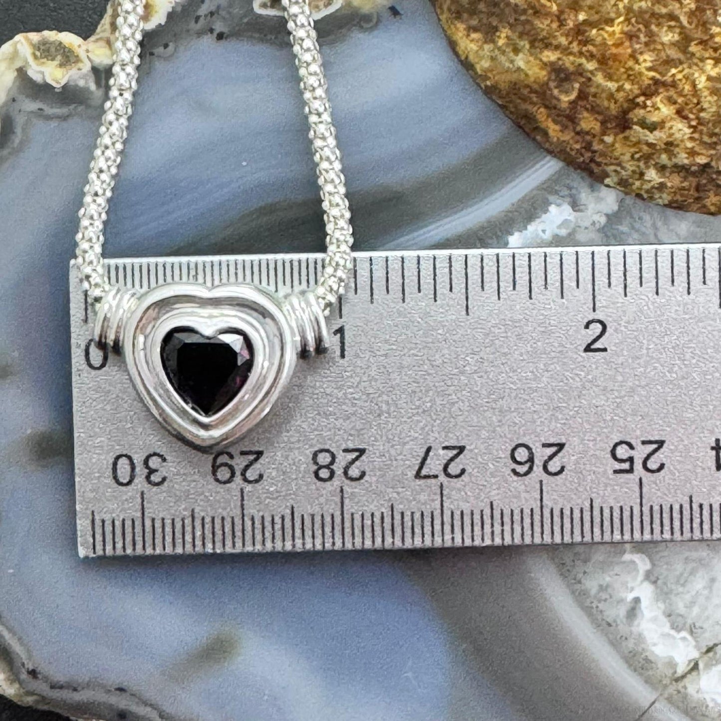 Carolyn Pollack Sterling Silver Faceted Garnet Slide Heart Pendant W/Necklace For Women
