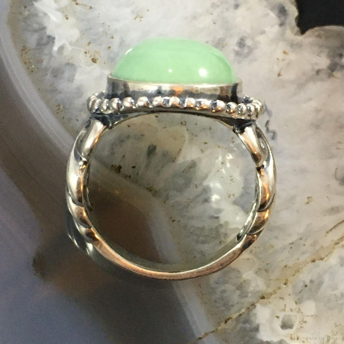 Carolyn Pollack Southwestern Style Sterling Silver Oval Variscite Decorated Ring For Women