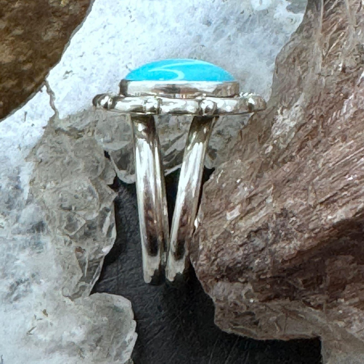 Carolyn Pollack Sterling Silver Sleeping Beauty Turquoise Flower Ring Size 7.25 For Women