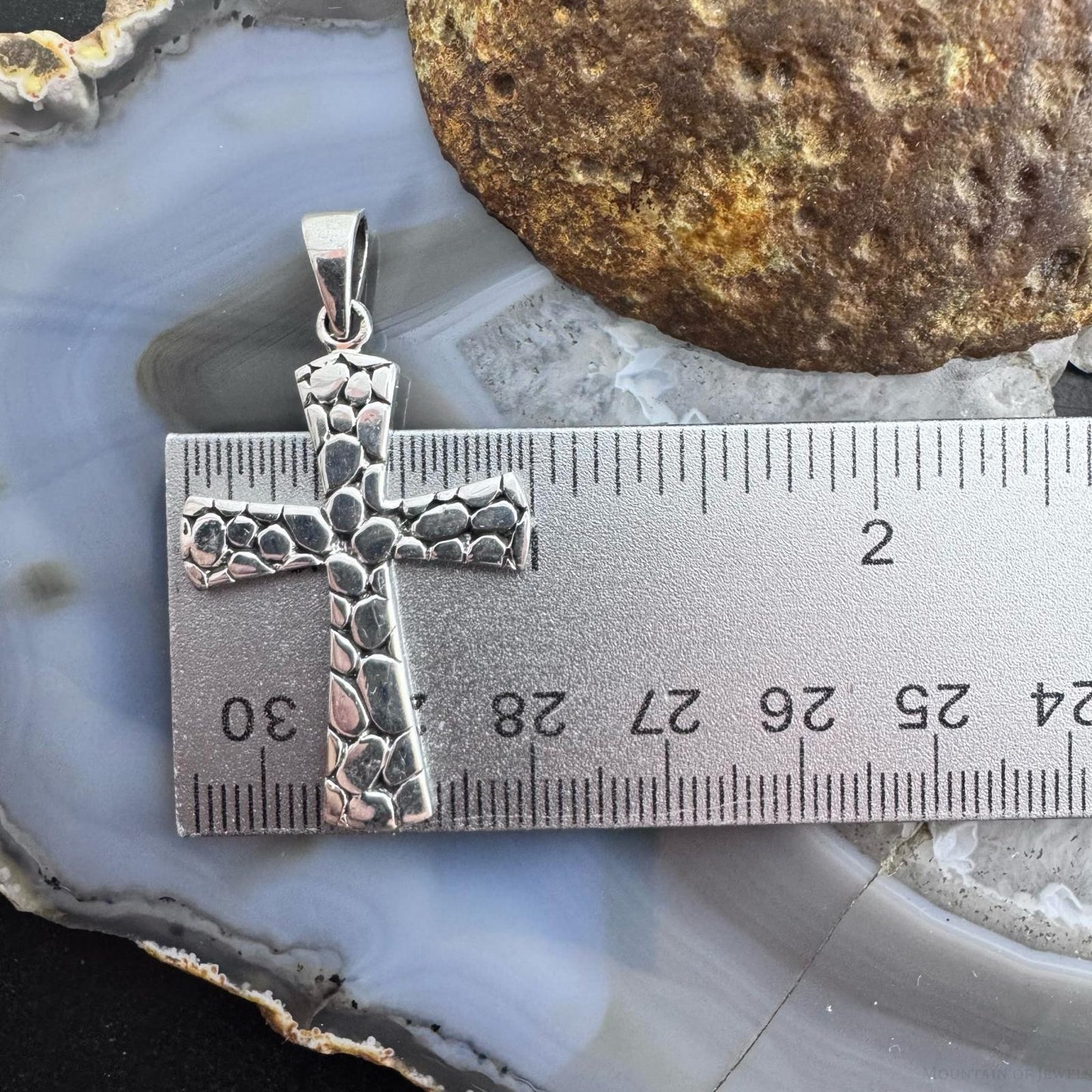 Sterling Silver Southwestern Style Decorated Unisex Cross Pendant