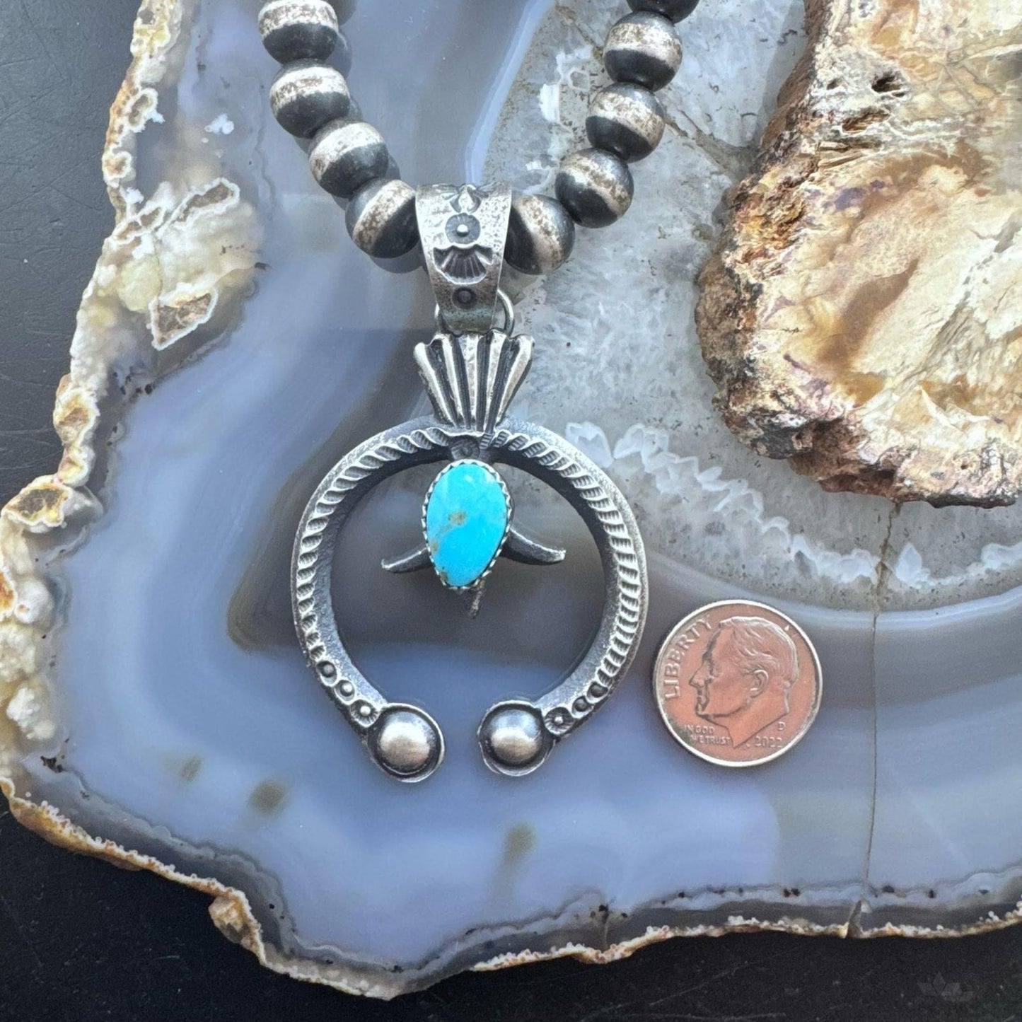 Eva & Linberg Billah Sterling Silver Teardrop Turquoise Decorated Unisex Naja Pendant