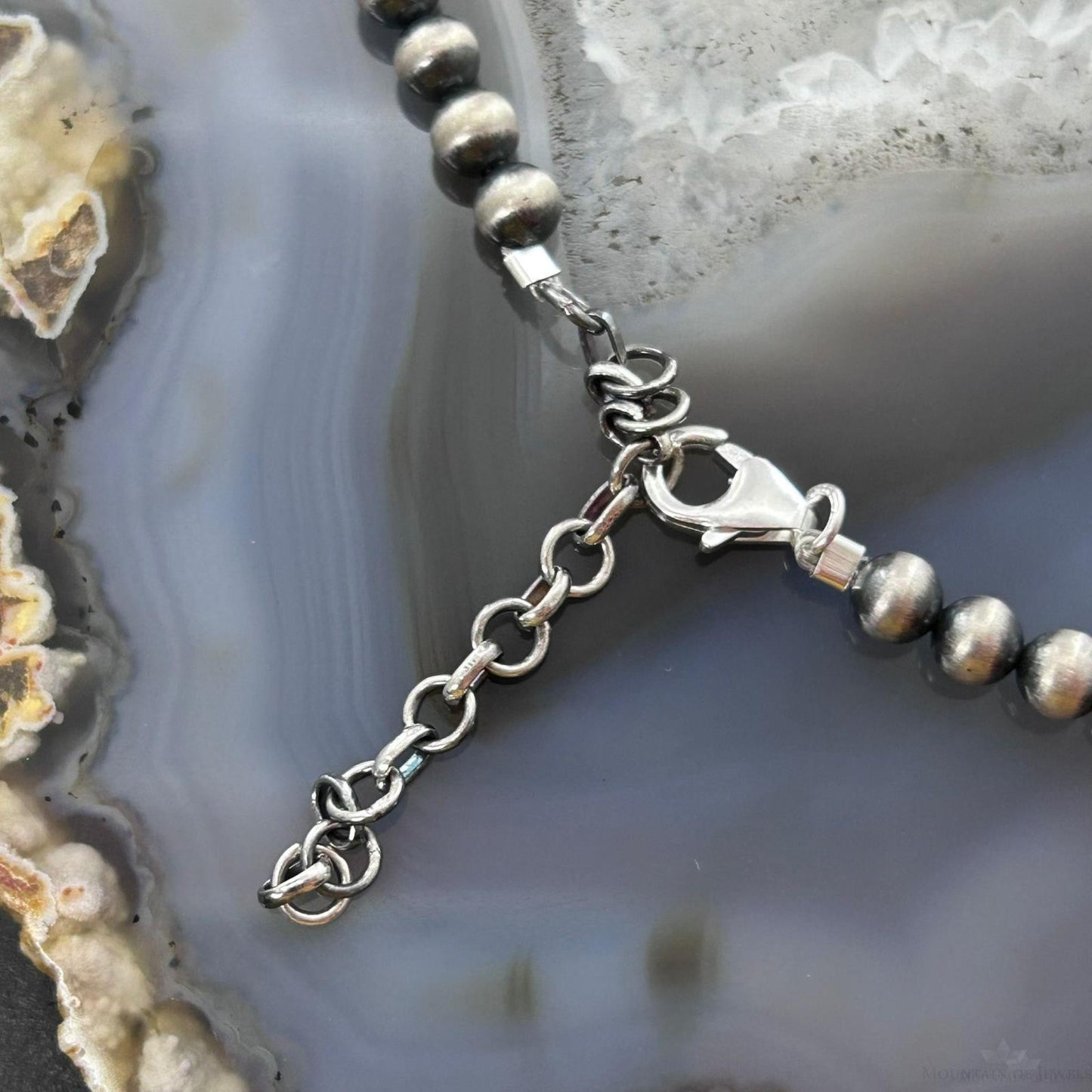 Sterling Silver Southwestern Style 6 Small Naja & Large Naja Squash Blossom Necklace For Women