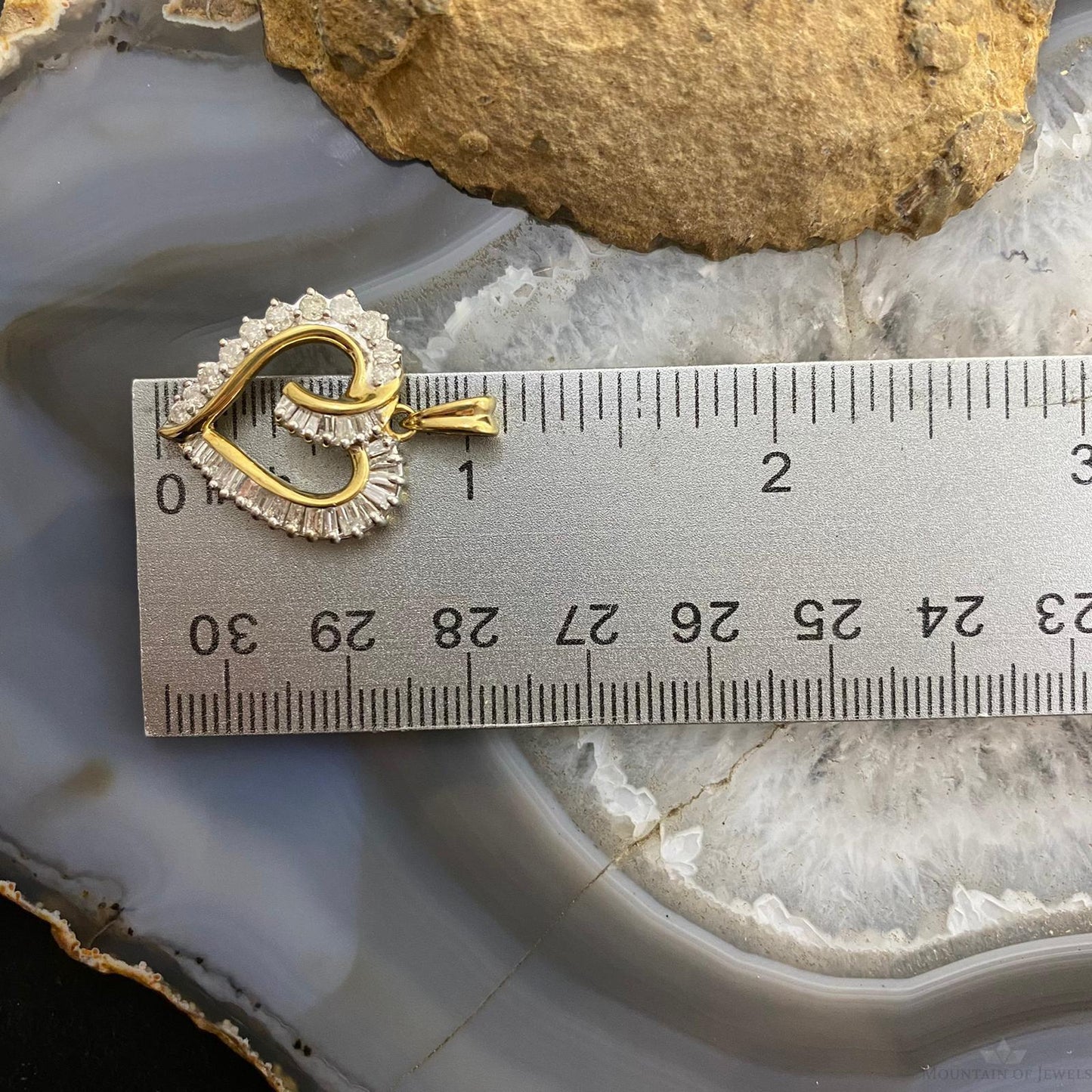 10K Two Tone Gold Diamonds Heart Shape Pendant For Women
