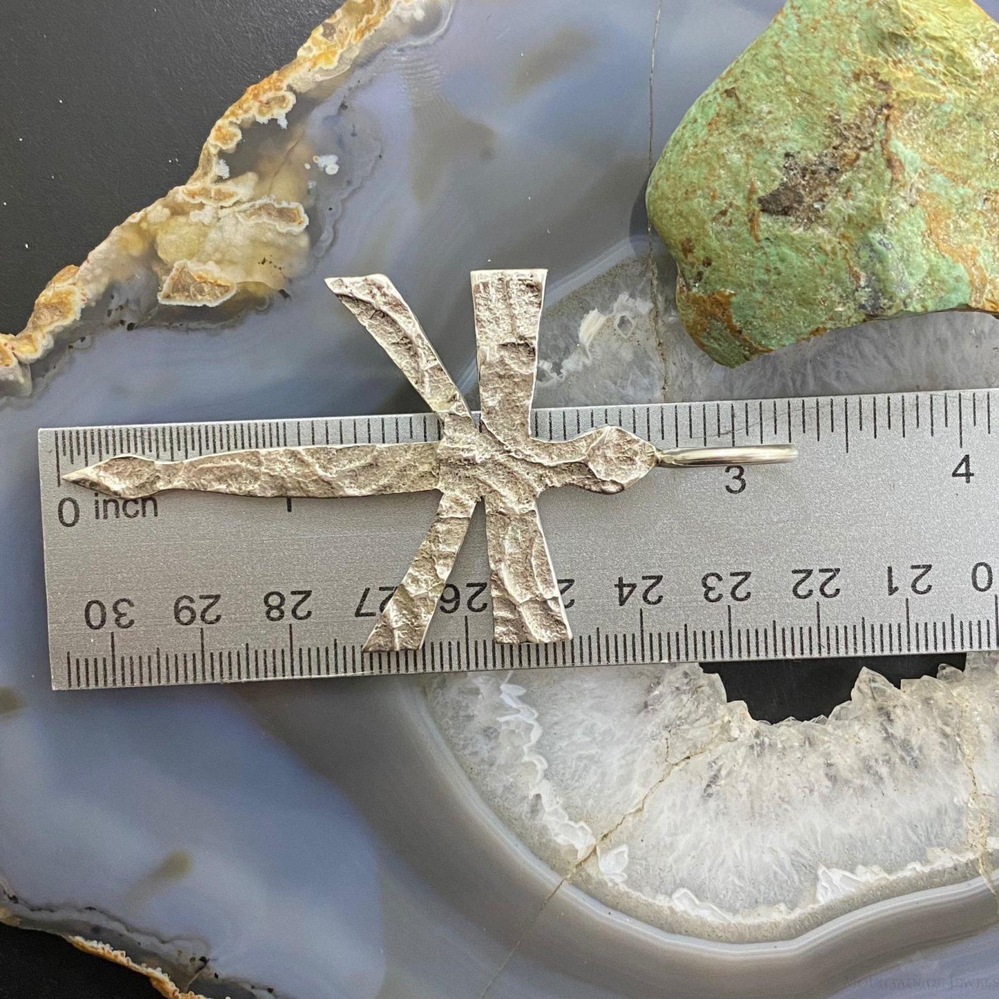 Ira Custer Native American Sterling Silver Tufa Cast Dragonfly Unisex Pendant