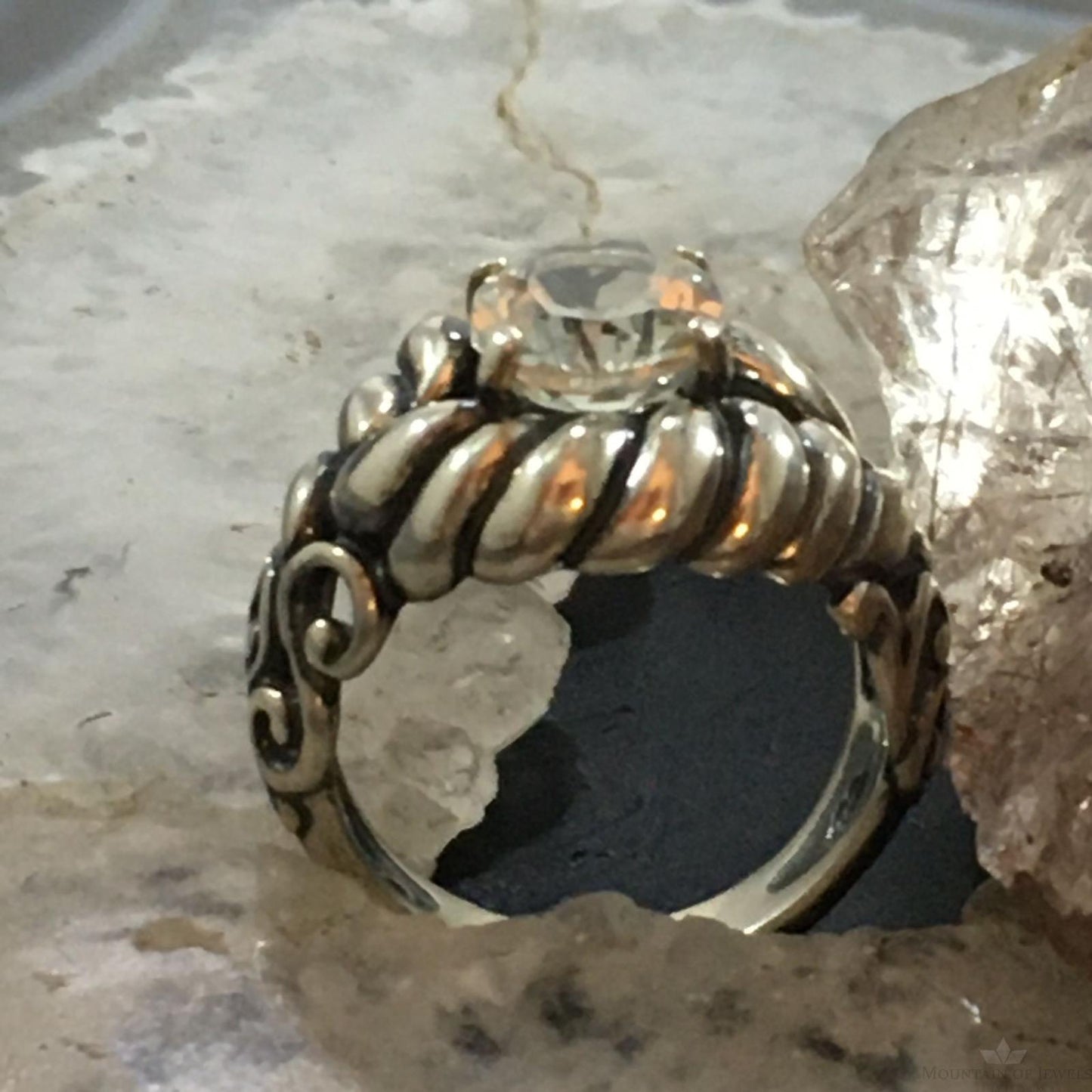 Carolyn Pollack Southwestern Style Sterling Silver Oval Faceted White Topaz Ring For Women