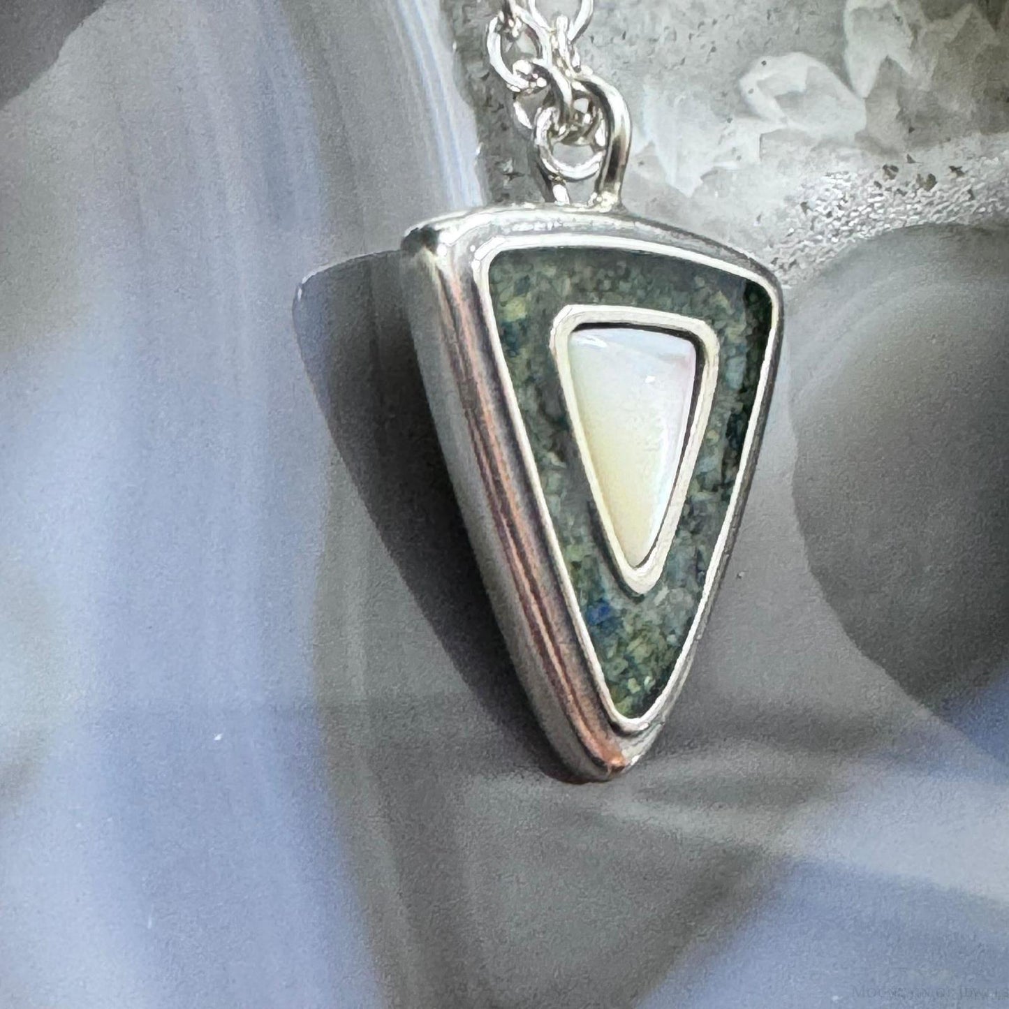 Carolyn Pollack Sterling Silver Mother of Pearl & Turquoise Chip Inlay 18" Necklace For Women