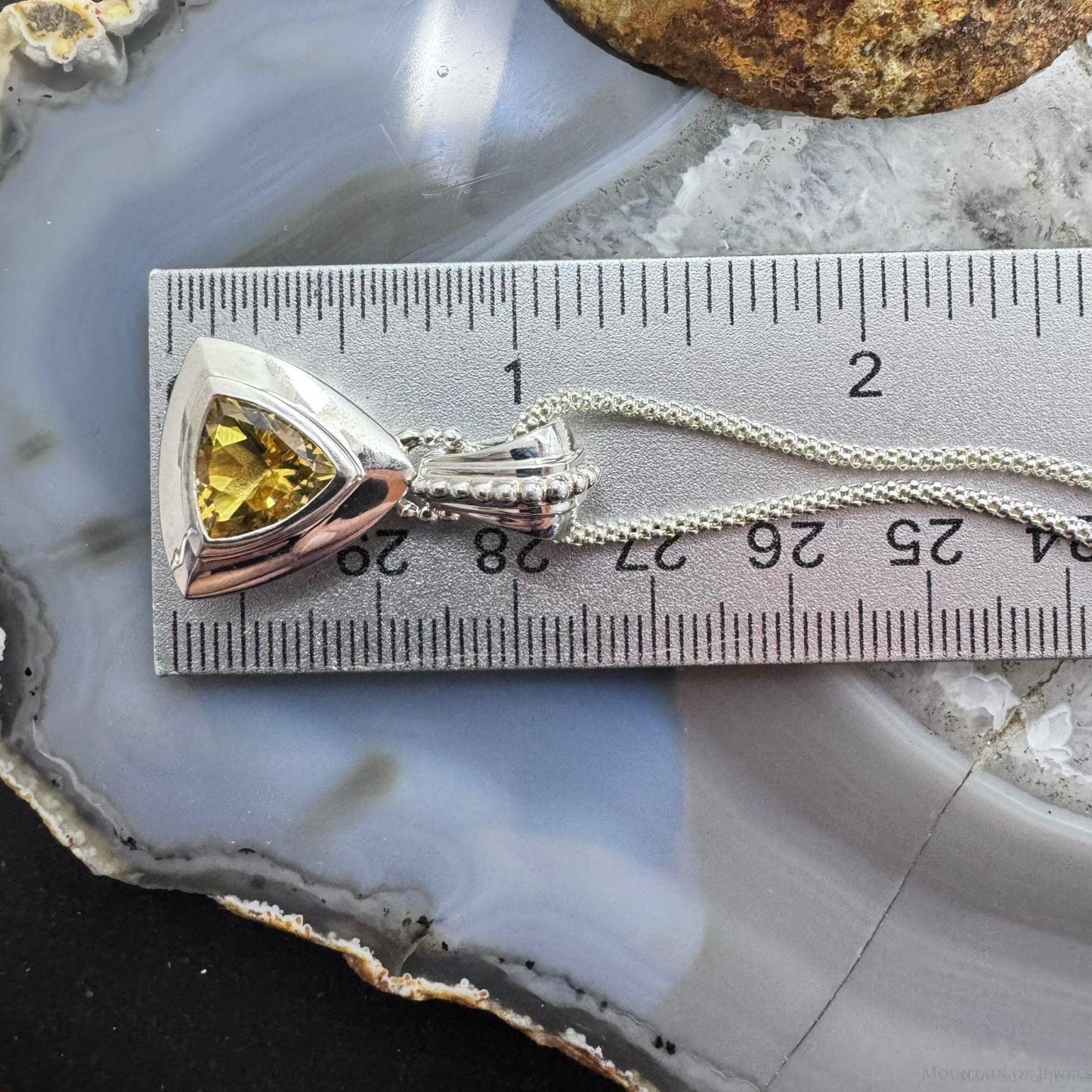 Carolyn Pollack Sterling Silver Triangle Faceted Citrine Pendant With Necklace For Women