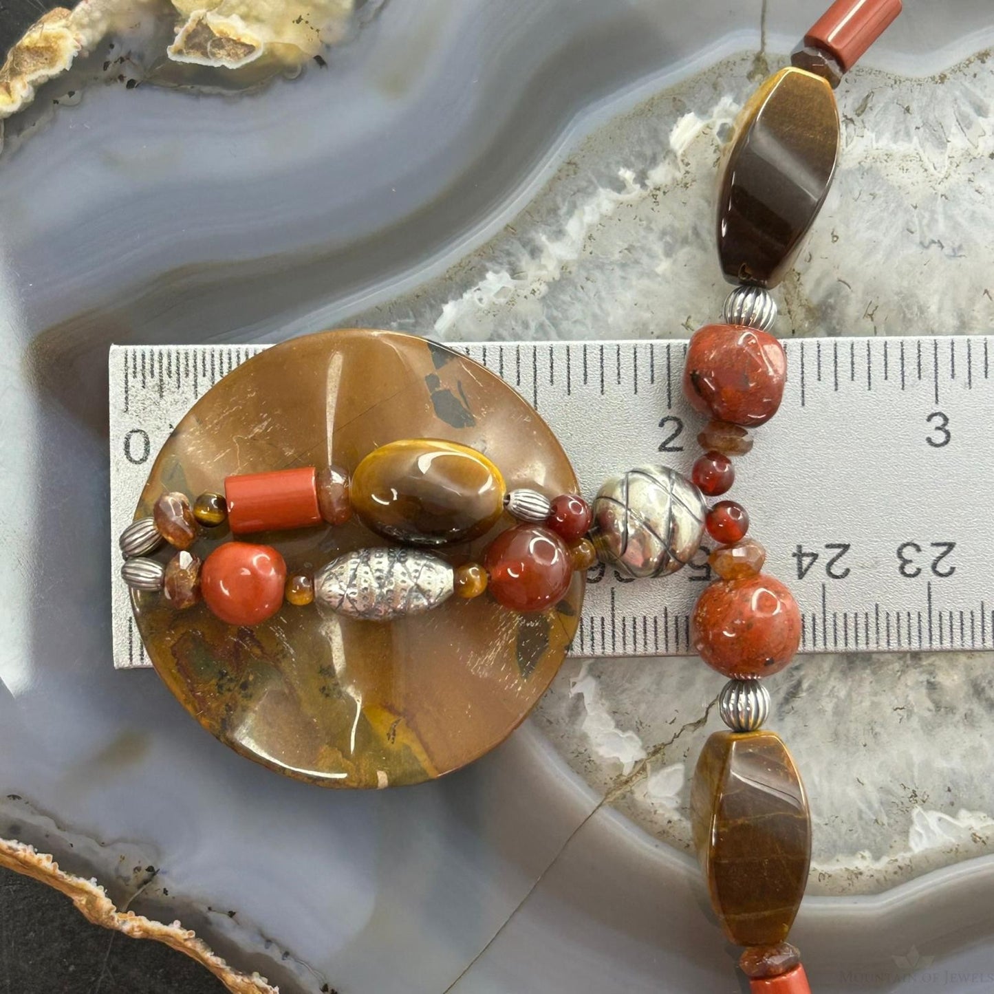 Carolyn Pollack Southwestern Style Sterling Silver Multi Stone Beads Necklace For Women