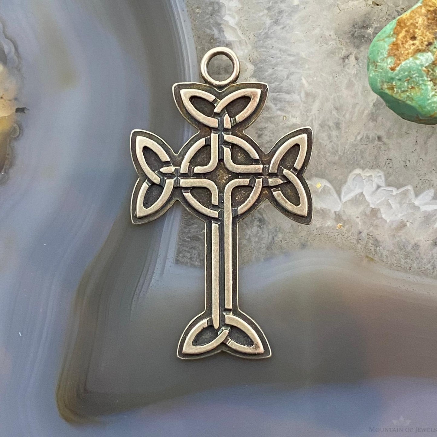 Vintage Signed Anderson Sterling Silver Overlay Celtic Cross Unisex Pendant